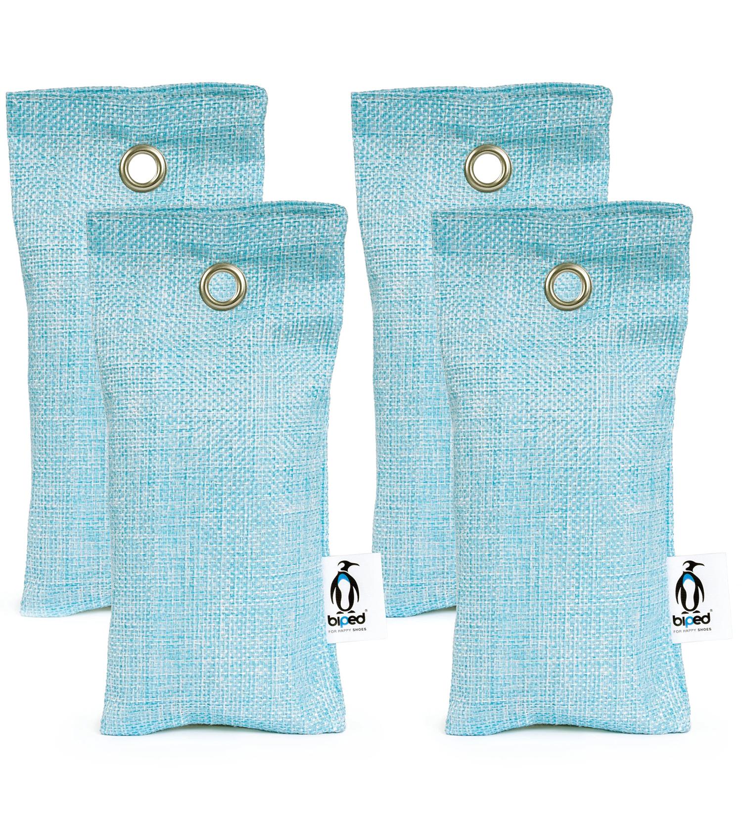 Biped Fresh!Shoe pillows with bamboo activated carbon against an outer smell - natural shoe dryer for unpleasant smelling shoes and sports bags (4x75g) odor neutralizer Z2811 (4 pieces blue) 4x blue