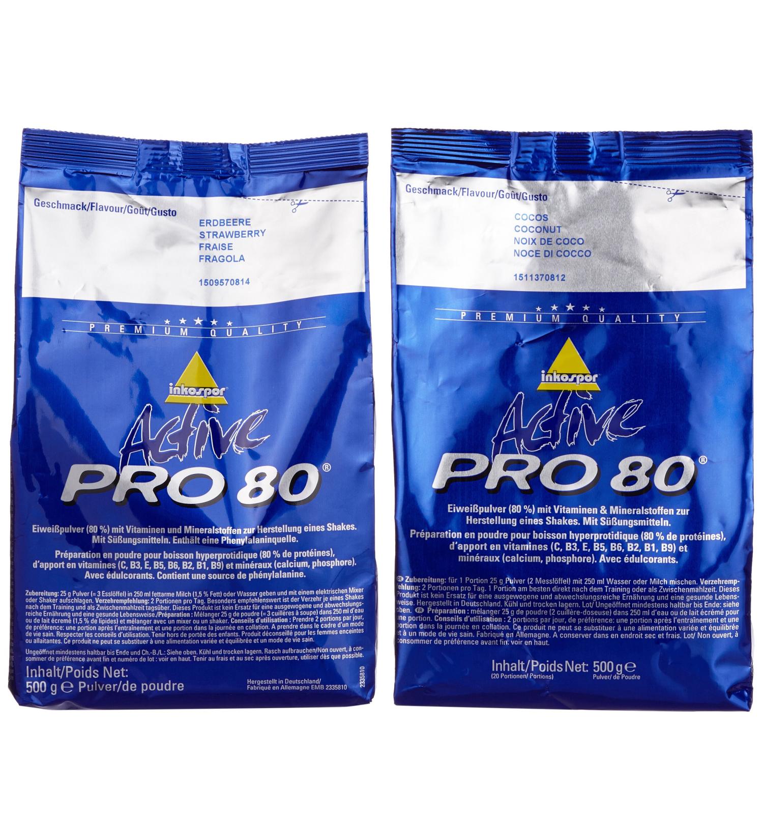 Inkospor Active Proteinshake Pro 80 Bags 2-Pack (Strawberry/Hazelnut) & 1-Pack (1 kg) - Highest Quality Protein Supplement for International Shipping - Buy Online on GoSupps.com