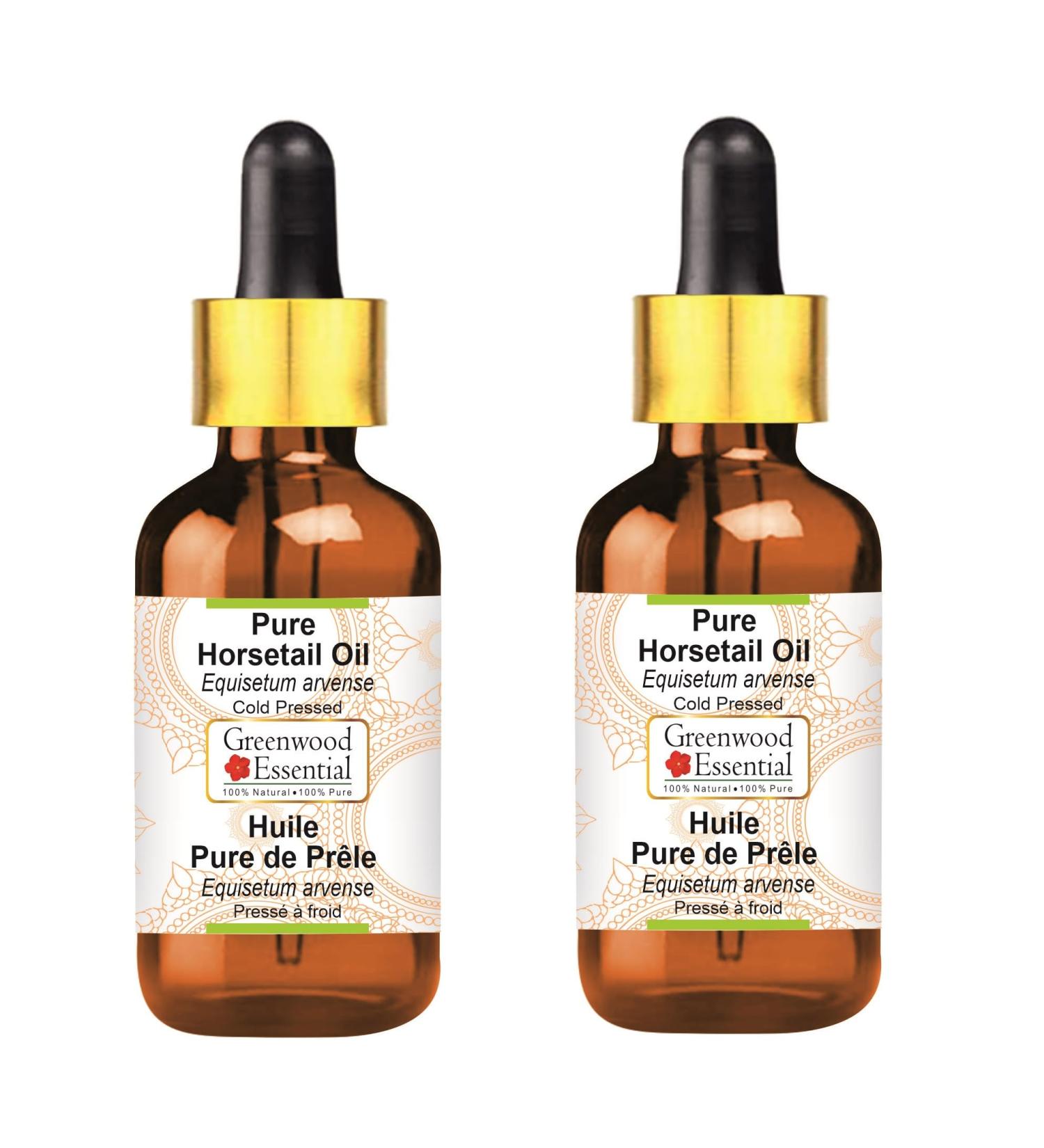 Greenwood Essential Pure Horsetail Oil (Equisetum arvense) with Glass Dropper Cold Pressed (Pack of Two) 100ml X 2 (6.76 oz) - Buy Online on GoSupps.com