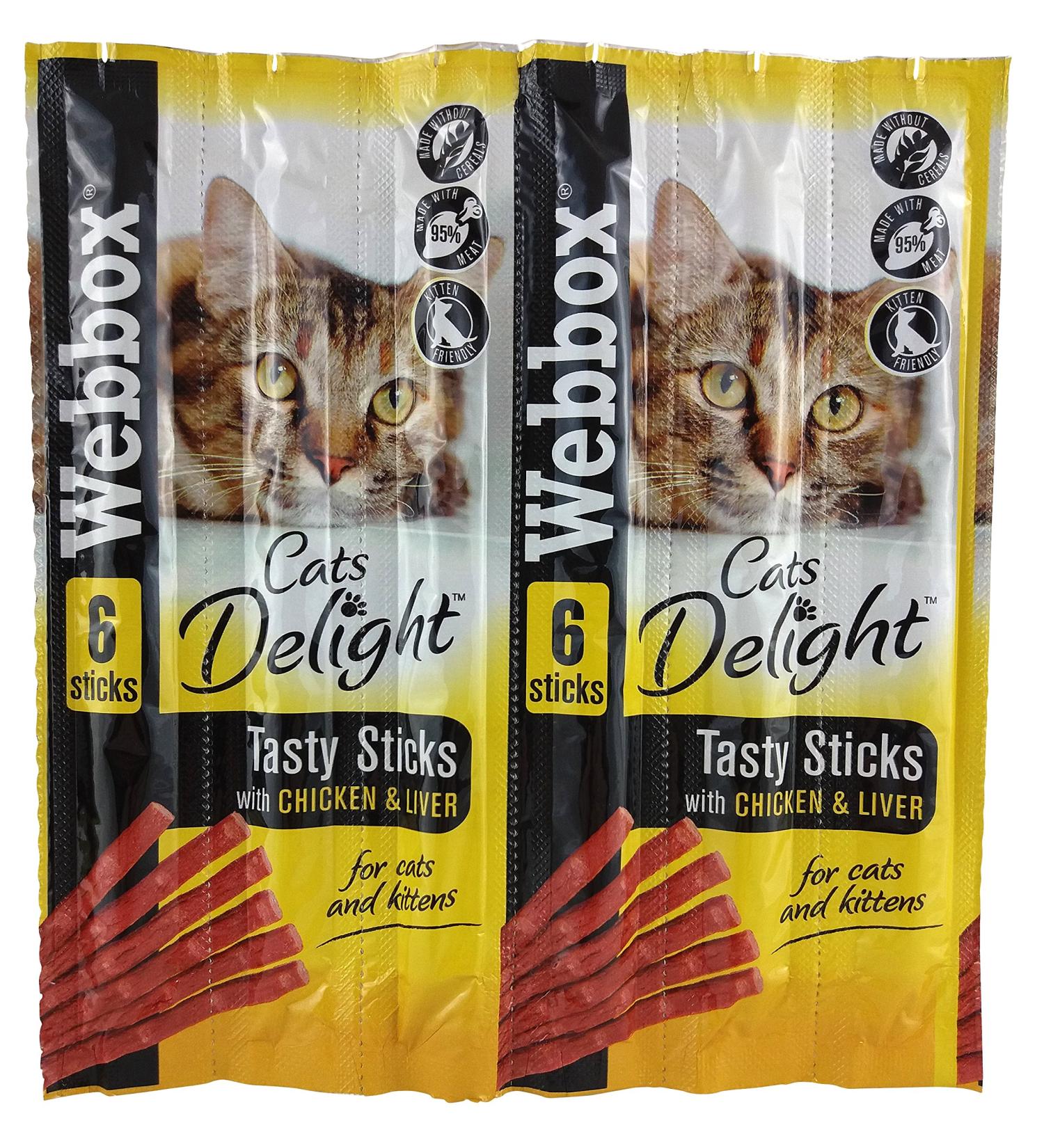 Webbox Cats Delight Tasty Sticks with Chicken & Liver - 6 Sticks (30 Packs)