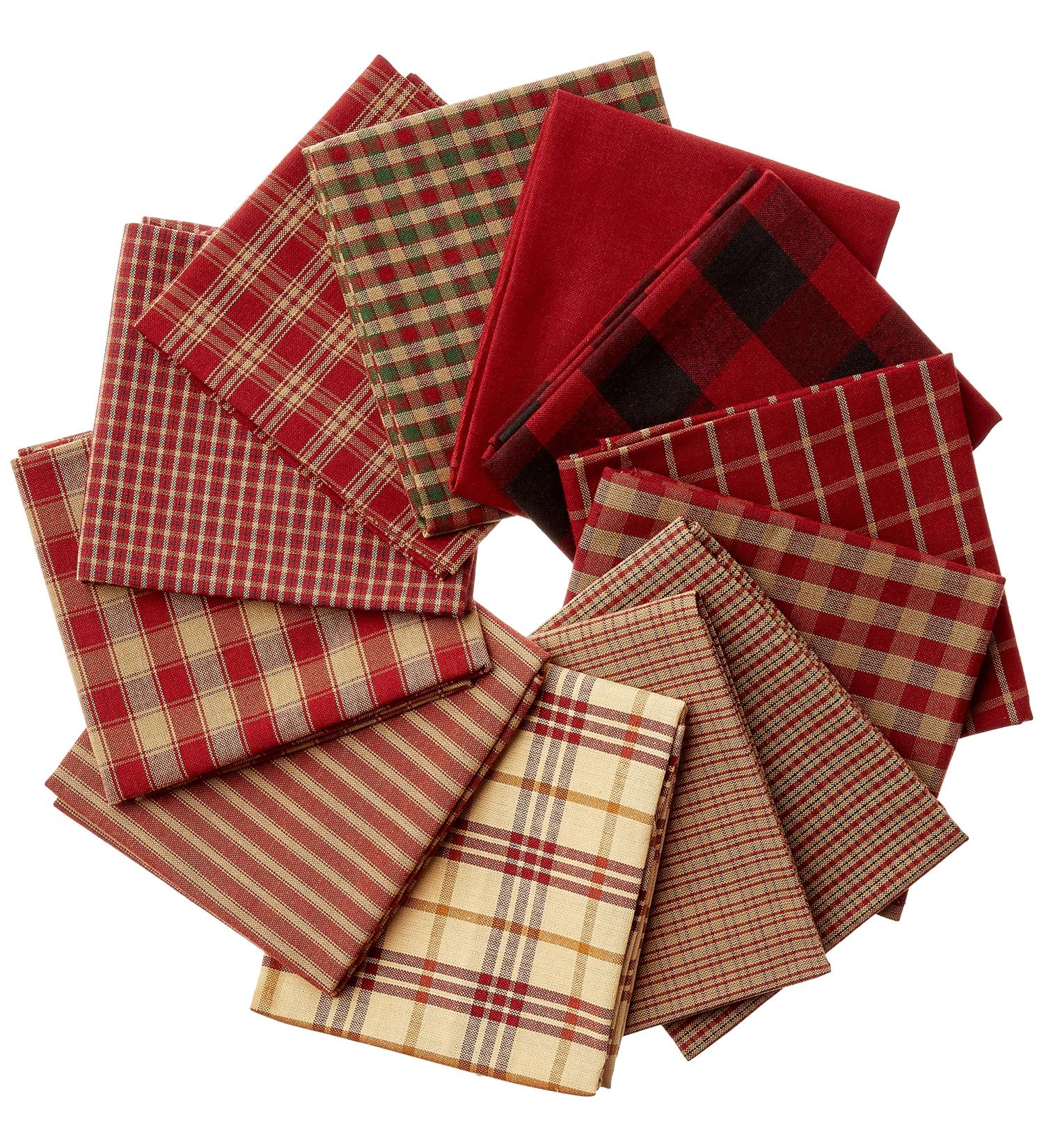 Dunroven House Homespun 12-Piece Fat Quarters - Red (18x21-Inch) - Premium Fabric Bundle - Buy Online on GoSupps.com