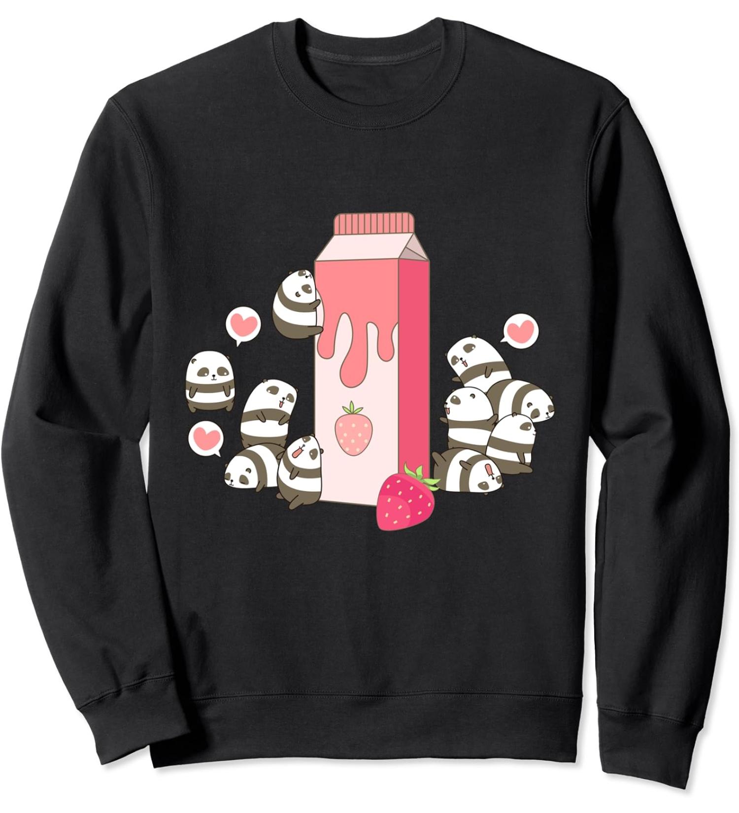 Panda Strawberry Milk Kawaii Japanese Lover Otaku Anime Sweatshirt