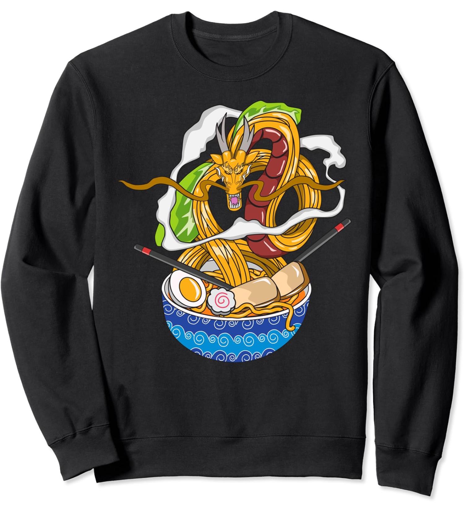 Japanese Kawaii Dragon Ramen Noodle Chillin Bowl Sweatshirt