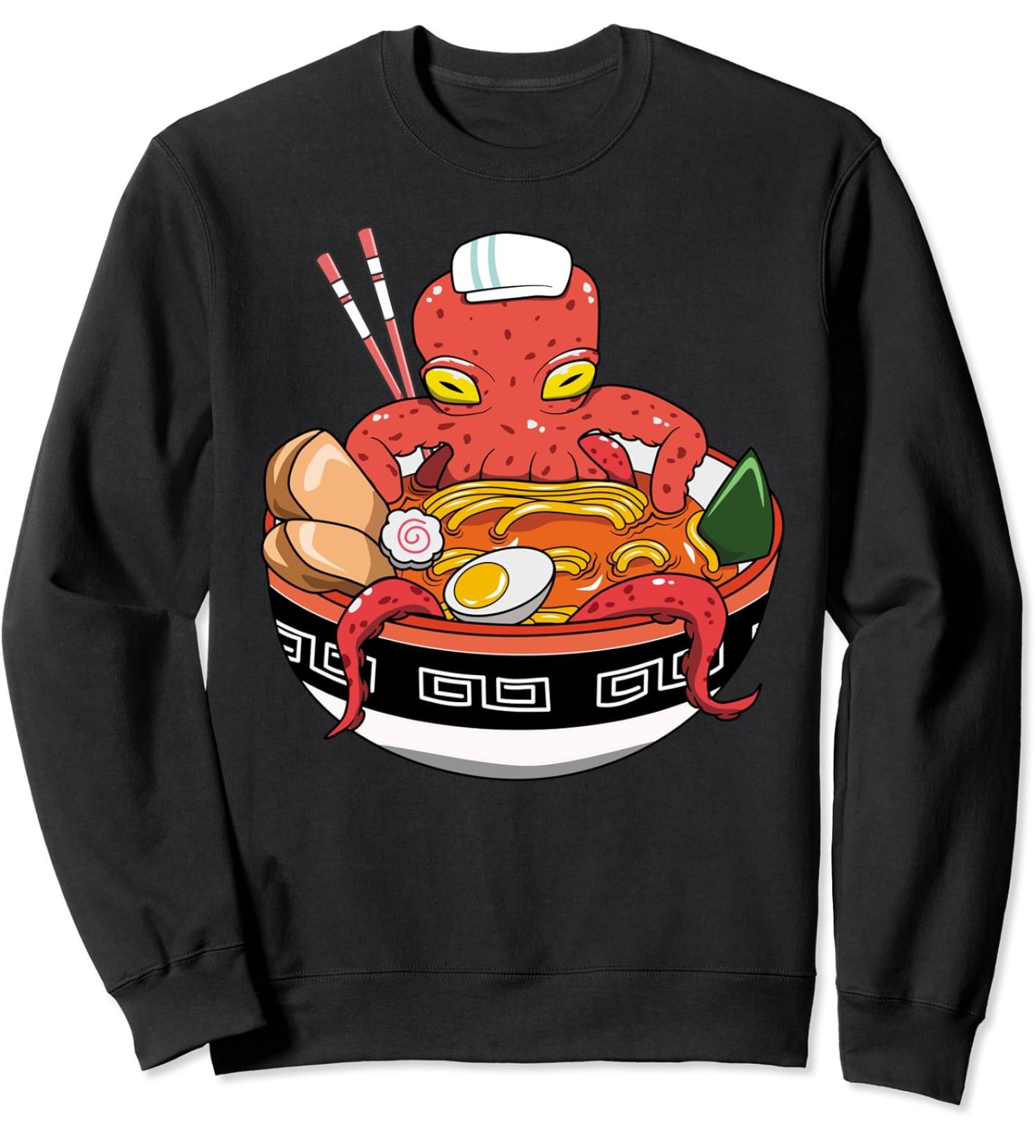 Japanese Kawaii Ramen Octopus Noodle Chillin Bowl Sweatshirt