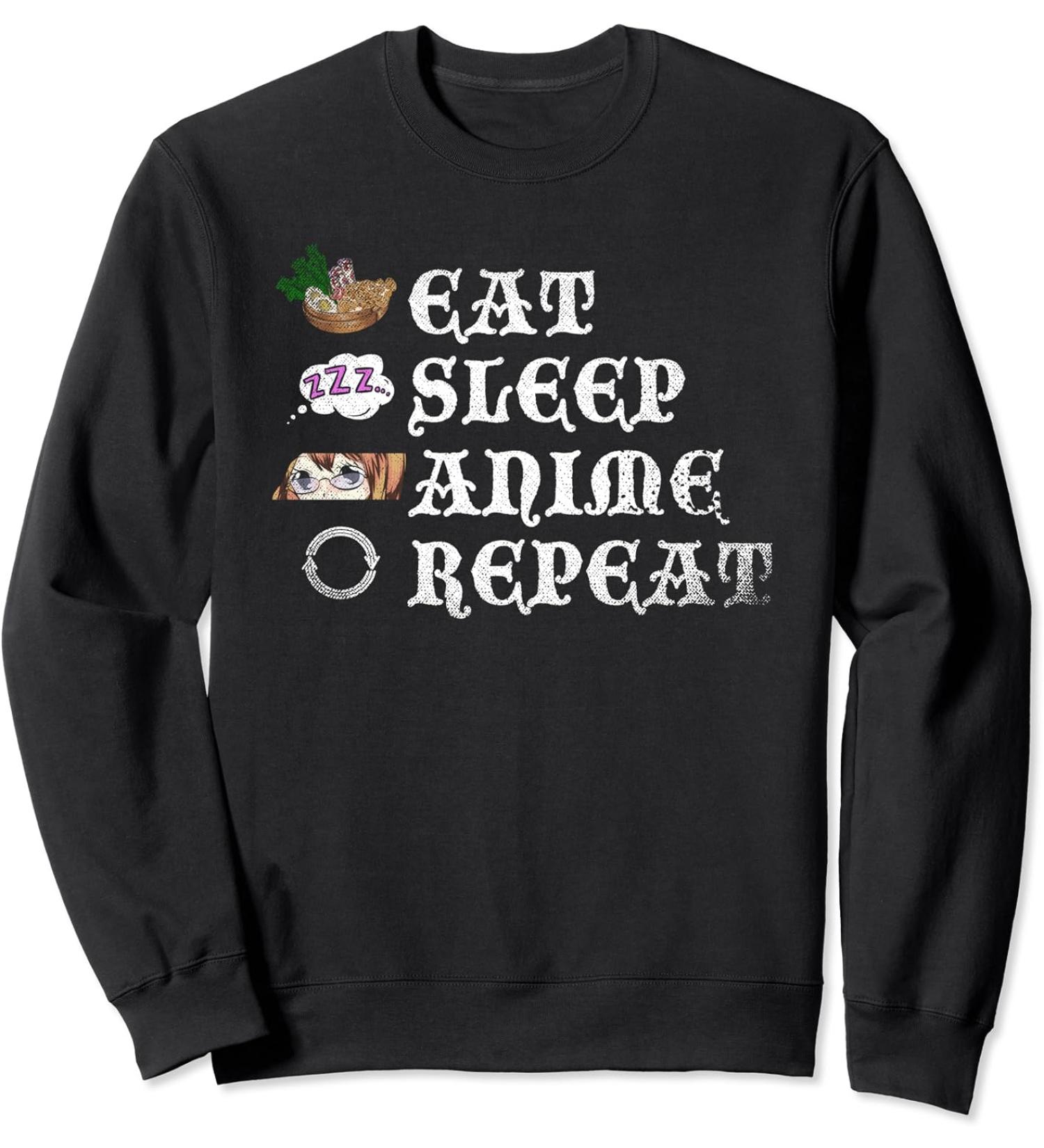 Japanese Kawaii Ramen Noodles Eat Sleep Anime Repeat Anime Sweatshirt
