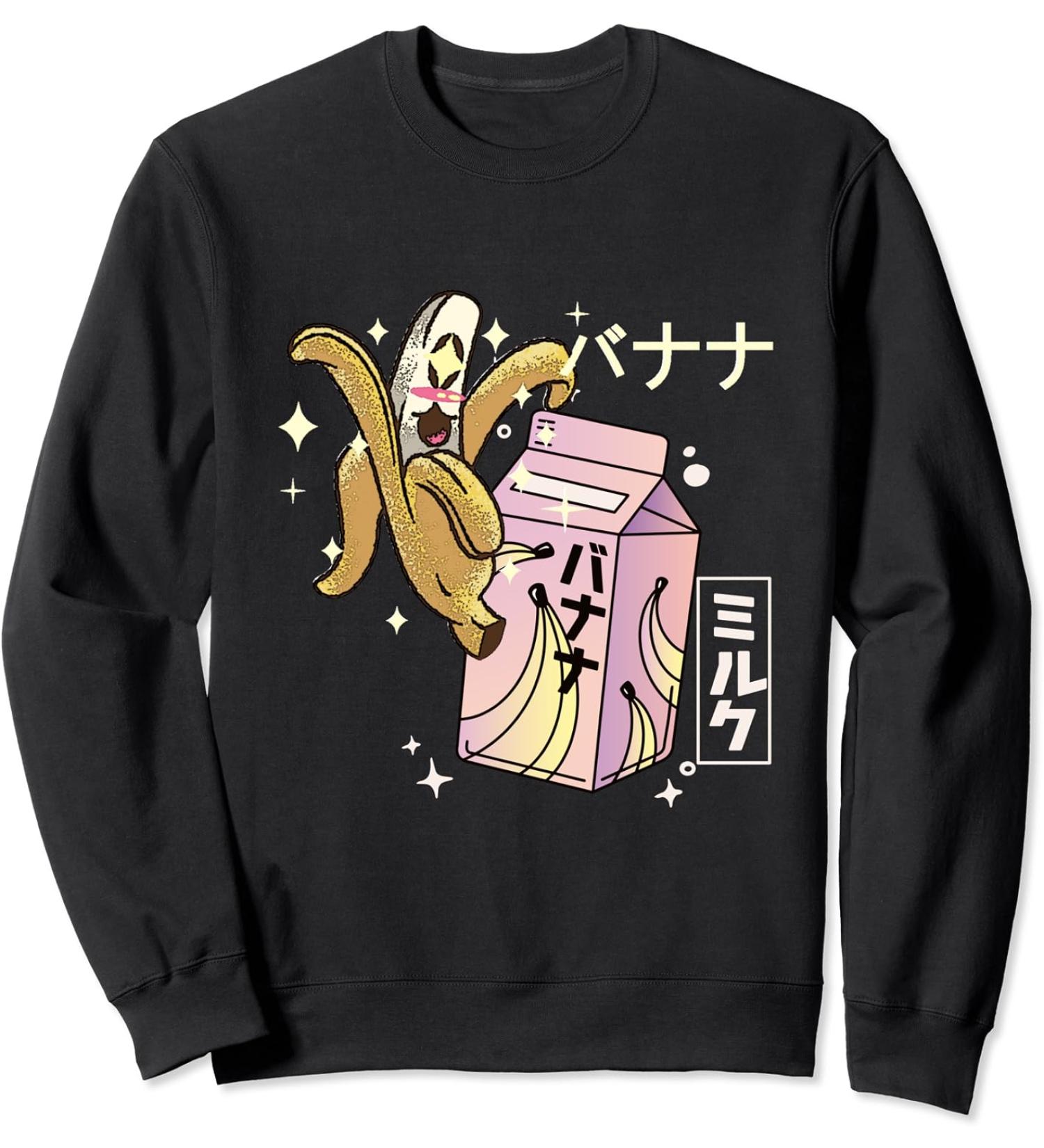 BANANA MILK CARTON FUNNY RETRO 90s KAWAII Sweatshirt