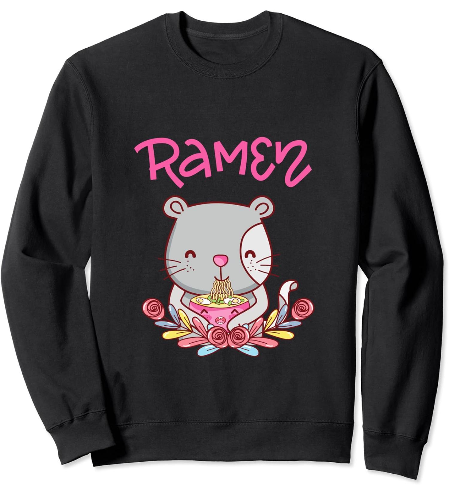 Kawaii Kitty Cat Eating Ramen Noodles Sweatshirt