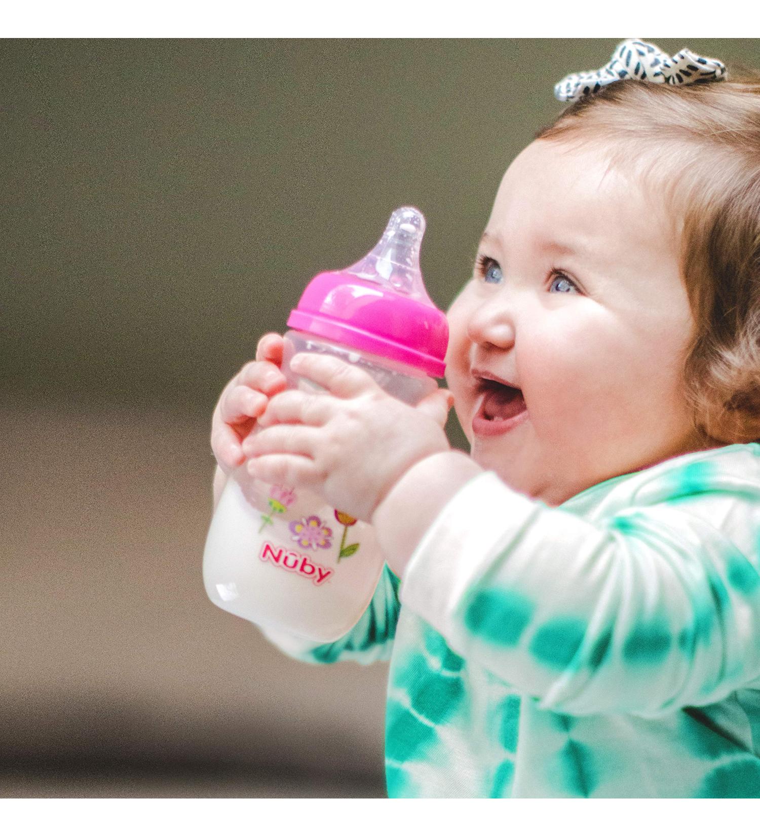 Nuby Wide Neck Bottle with Anti-Colic Air System  Colors/Prints May Vary  1pk Multi - Buy Online on GoSupps.com