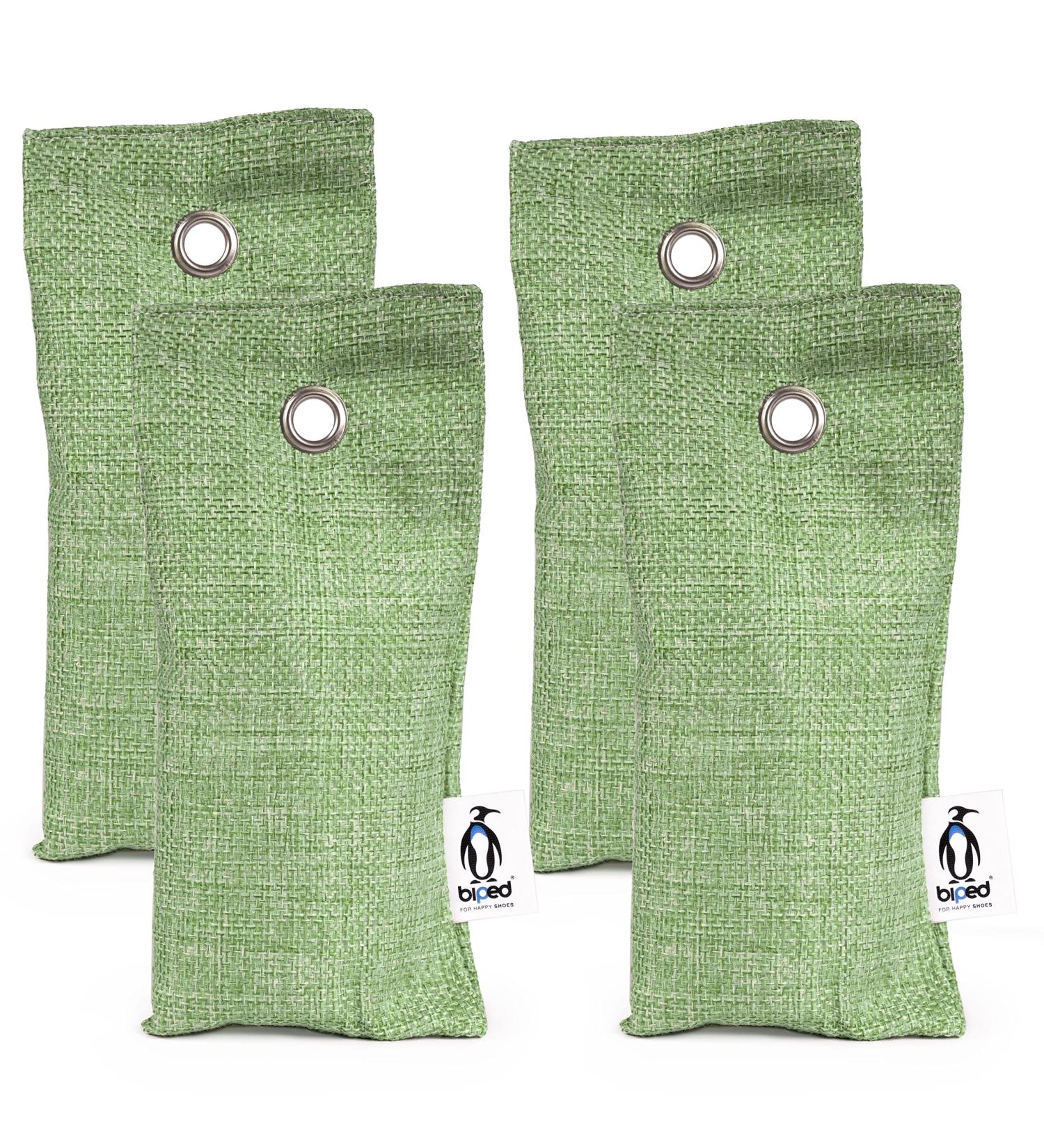 Biped Fresh!Shoe pillows with bamboo activated carbon against an outer smell - natural shoe dryer for unpleasant smelling shoes and sports bags (4x75g) odor neutralizer Z2811 (4 pieces green) 4x green