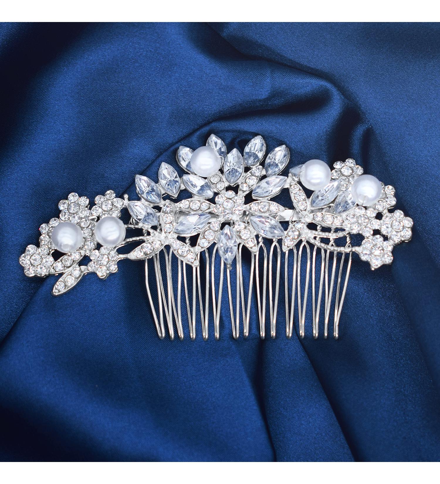 Wedding Hair Accessories Fanvoes Hair Pieces Comb for Brides Bridal-Silver Vintage Headpiece Clip Barrette Jewelry w/Handmade Flower Ivory Pearl Rhinestone Crystal for Women Girls Bridesmaid - Buy Online on GoSupps.com
