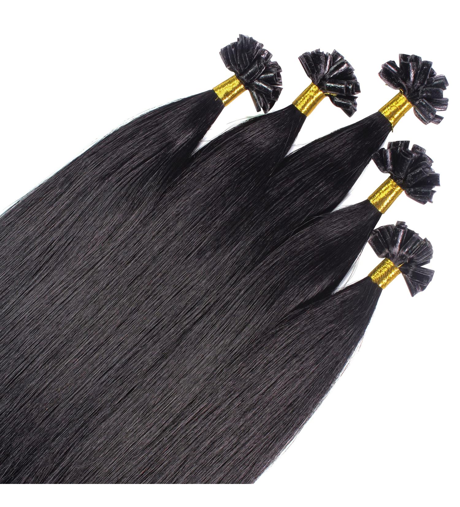 Hair2Heart Premium Real Hair Extensions - 50 Strands Bondings 0.8g 40cm #1 Black - International Shipping Available - Buy Online on GoSupps.com