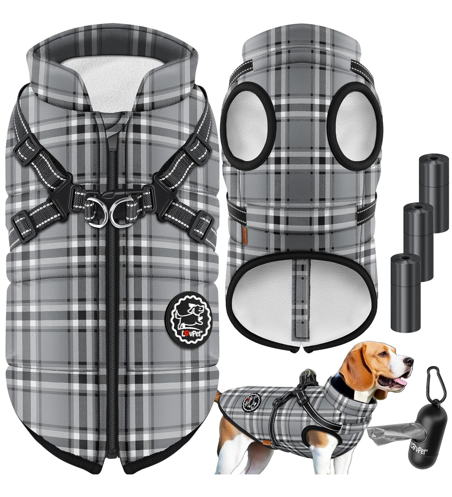 Lovpet Dog Jacket & Coat - Waterproof XL Winter Vest with Reflectors D-Ring & 45 Disposable Bowls for Dogs - Buy Online on GoSupps.com