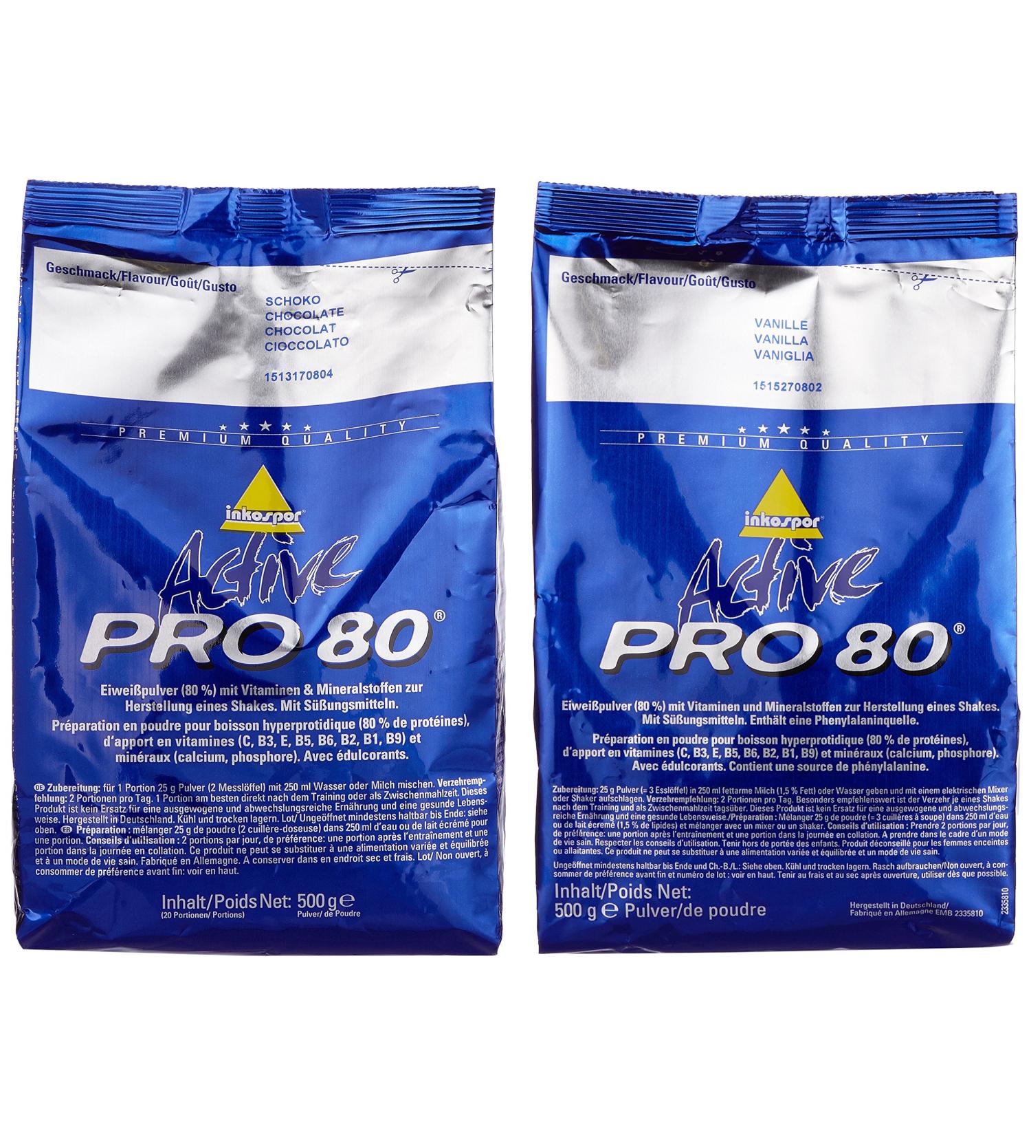 Buy Inkospor Active Proteinshake Pro 80 Bags - 2-Pack Vanilla/Chocolate & 1-Pack 1kg | Best International Shipping - Buy Online on GoSupps.com