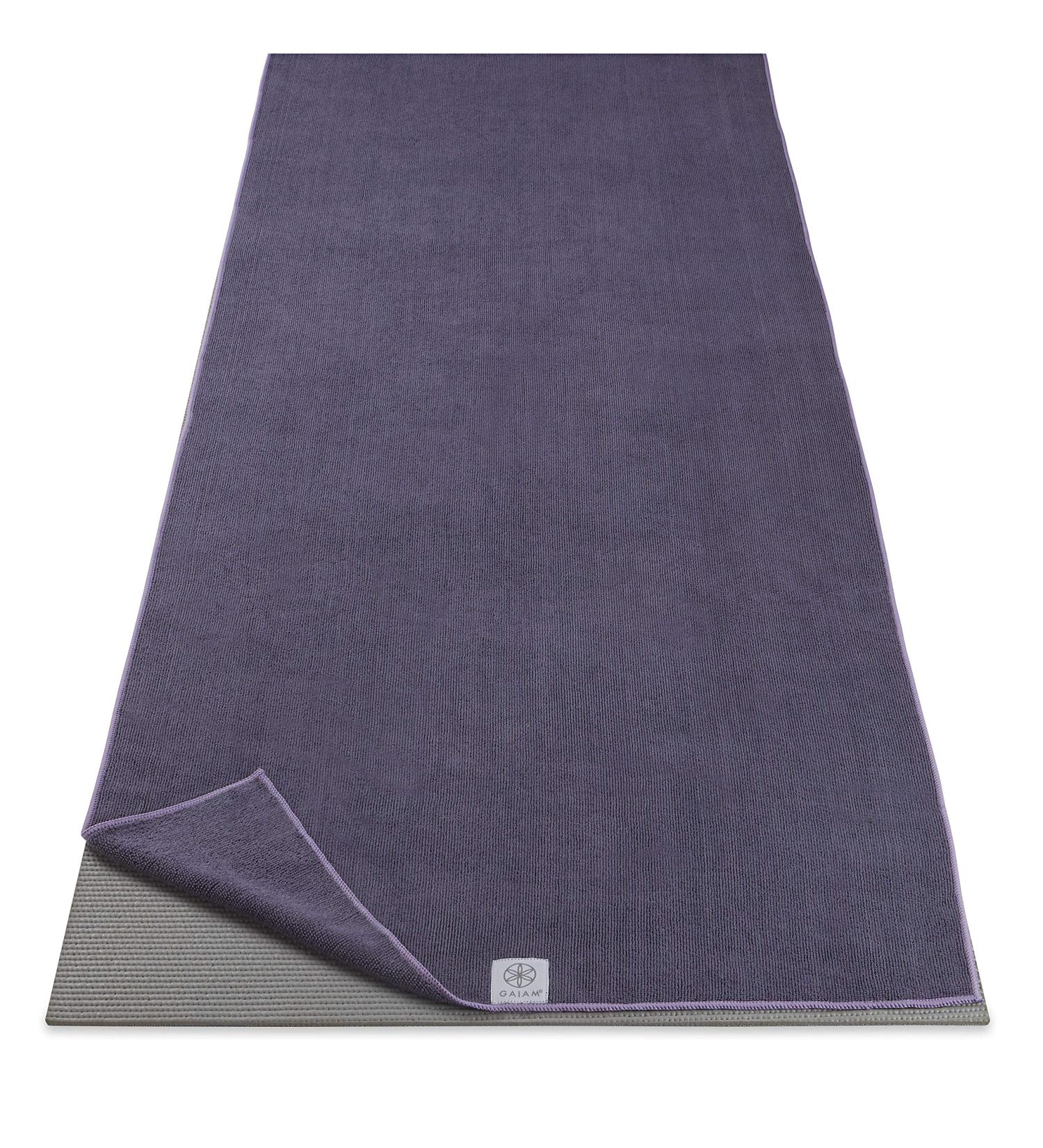 Gaiam Microfiber Yoga Mat Towel - Heron Lilac | Ideal for Hot Yoga & Bikram | Mat-Sized Design - Buy Online on GoSupps.com