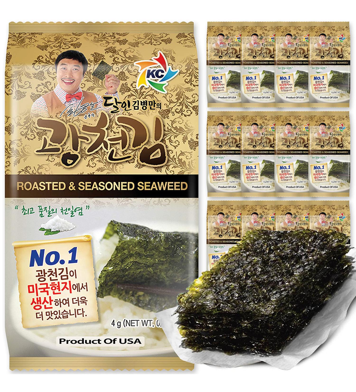 KIMNORI Kwangcheonkim Seasoned Seaweed Snacks - 12 Individual Packs, Premium Roasted Laver Nori Sheets - 4g (0.14 Ounce) Each - Pack of 12 - Buy Online on GoSupps.com