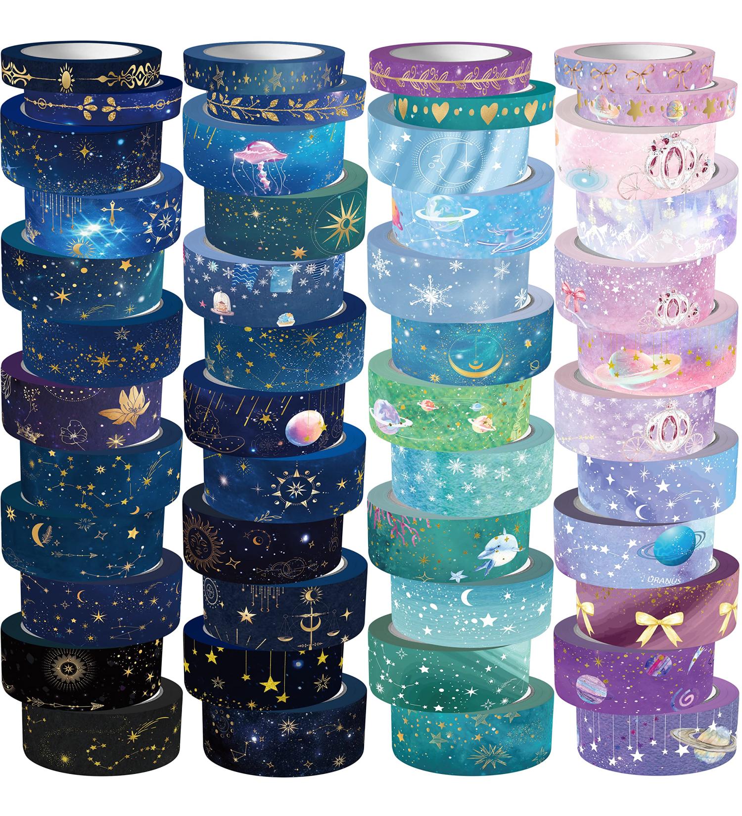 OHMZPERE 50 Rolls Gold Foil Galaxy Washi Tape Set for Journaling and Scrapbooking - DIY Crafts, Gift Wrap, Party Decor - Buy Online on GoSupps.com
