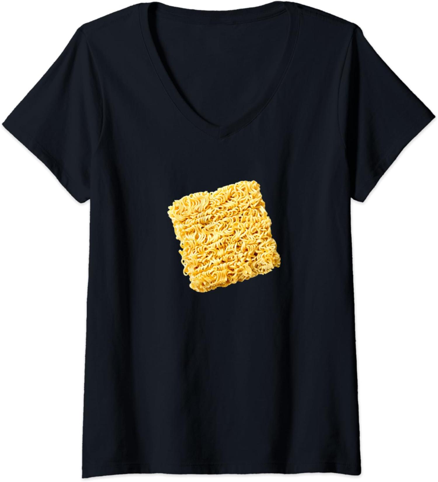 Womens Dry Ramen Noodle Brick V-Neck T-Shirt