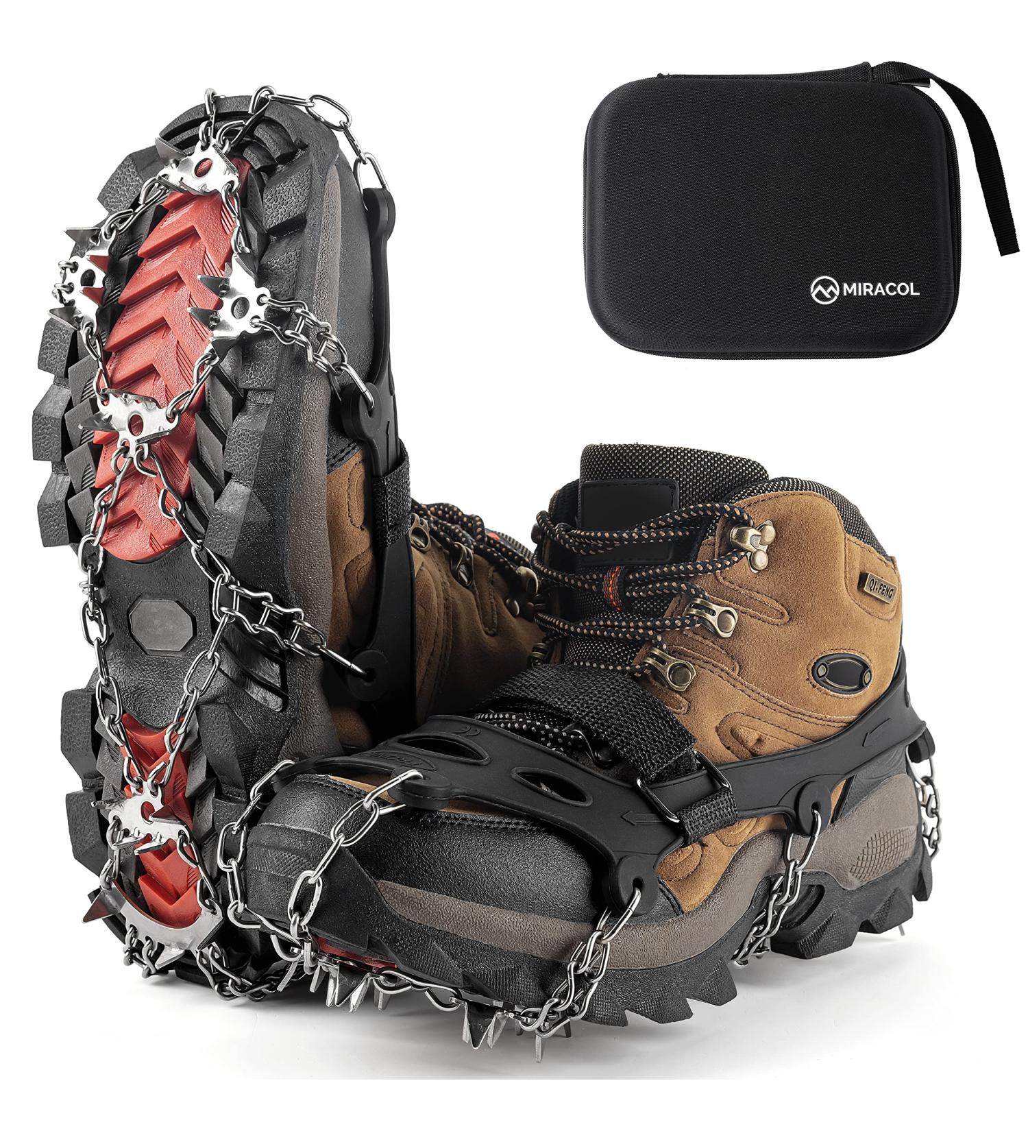 Miracol 23/24-Spikes Stainless Steel Ice Cleats for Men and Women - Anti-Slip Traction Grips for Snow Shoe, Ski, Fishing, Climbing - Black X-Large - Buy Online on GoSupps.com