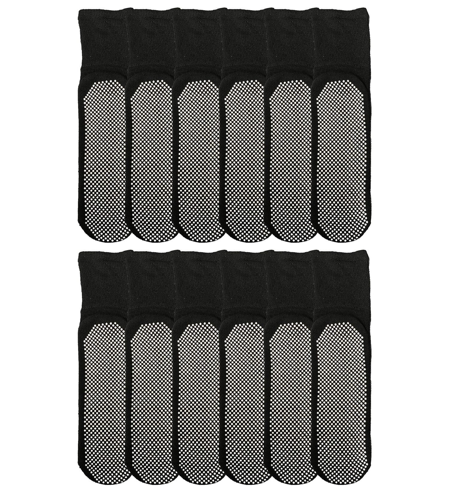 Yacht & Smith 12 Pairs Diabetic Gripper Socks in Black - Non-Skid Bottom, Loose Fit - Wholesale Bulk for Men - Buy Online on GoSupps.com