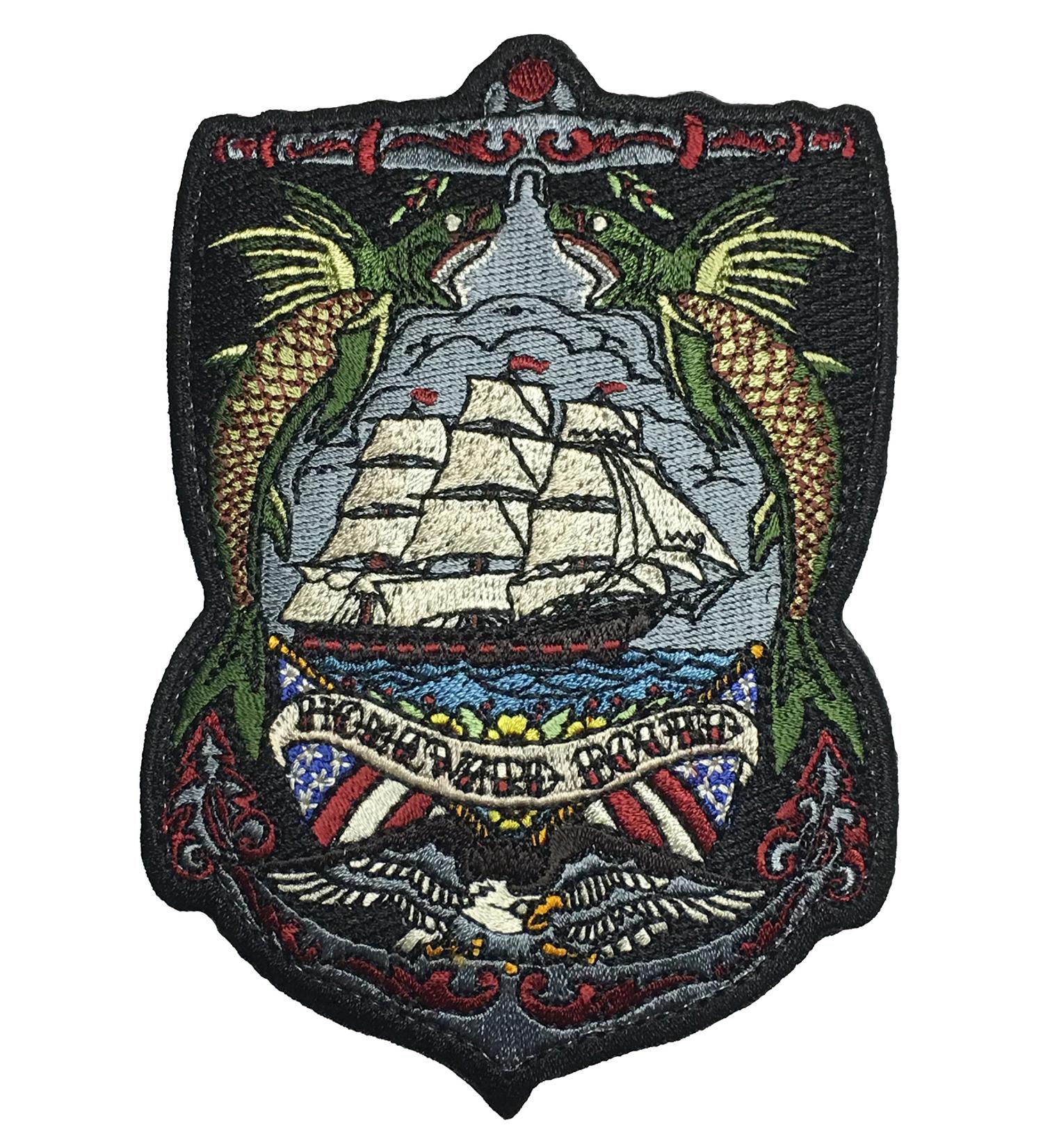 Homeward Bound Embroidered Morale Patch Based on The Nautical Tattoo