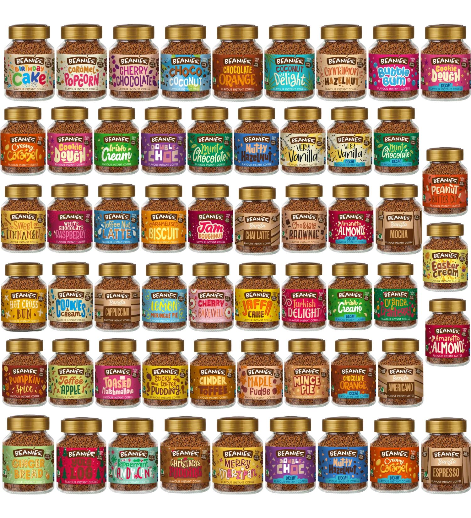 Beanies Coffee Pick N Mix - Create Custom Coffee Combo with 56+ Flavours | Amaretto Almond Birthday Cake Caramel Popcorn Yule Log | 2 Pack (50g) - Perfect Coffee Gift Set for Coffee Lovers 50 g (Pack of 2) - Buy Online on GoSupps.com