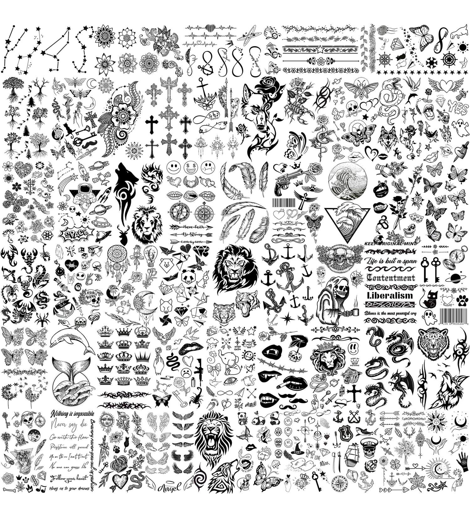 52 Tiny Small Temporary Tattoos for Kids & Adults - Tribal Animals, Butterflies, Anchors, Compass, Flowers - 3D Fake Tattoo Stickers for Neck, Arm, Hands - Cute Face Tattoo Kits - Buy Online on GoSupps.com