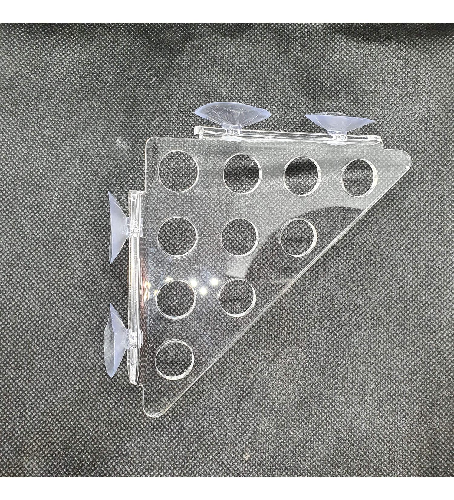 Coral Frag Rack ***NEW 10 HOLE ACRYLIC CORNER FRAG RACK*** zoa sps coral frag plugs. (Crystal Clear)