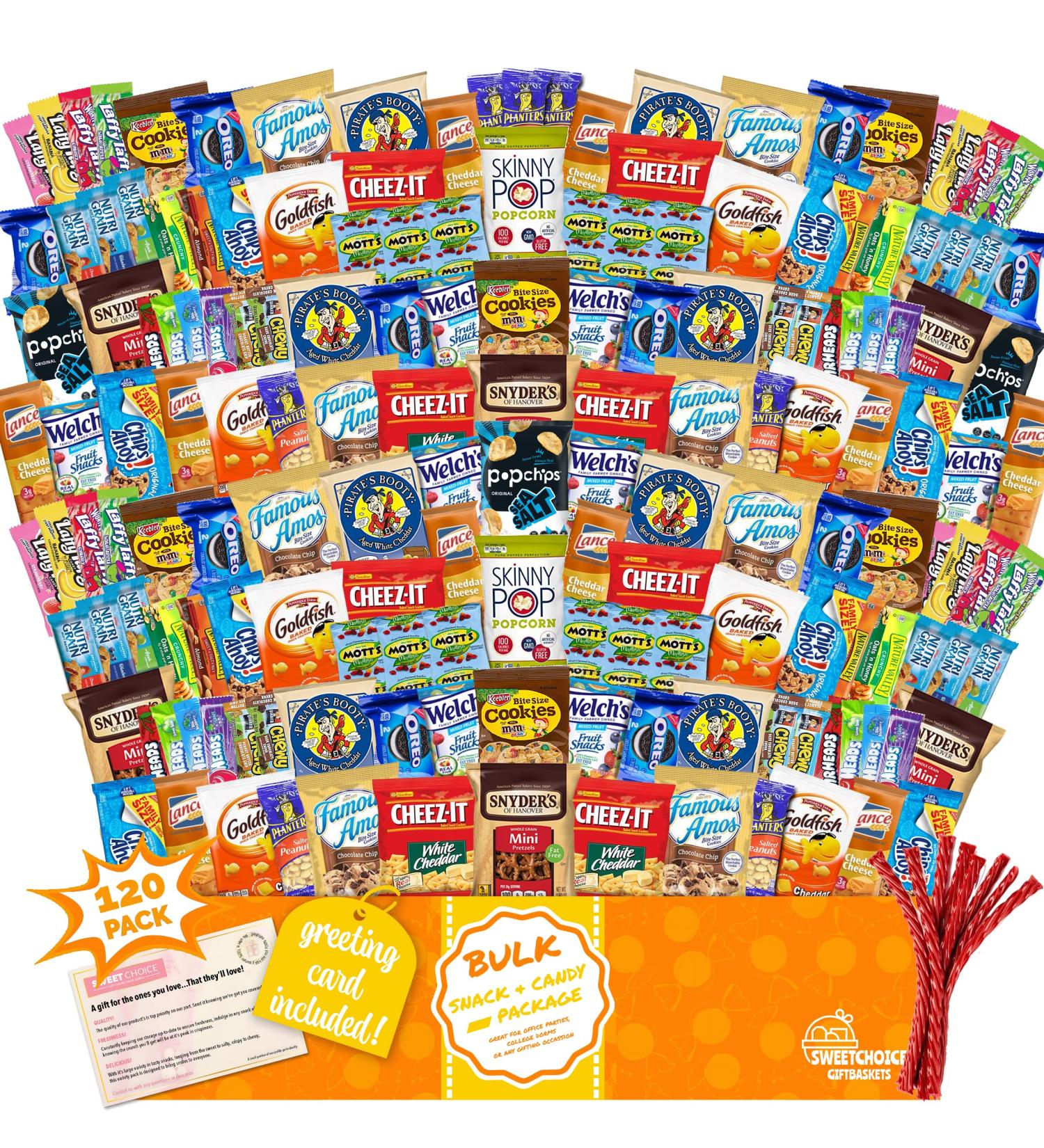 Care Package (120 Count) Variety Snacks Gift Box - College Students Military Work or Home valentines day 2022 - Chips Cookies & Candy! Sweet Choice - Buy Online on GoSupps.com