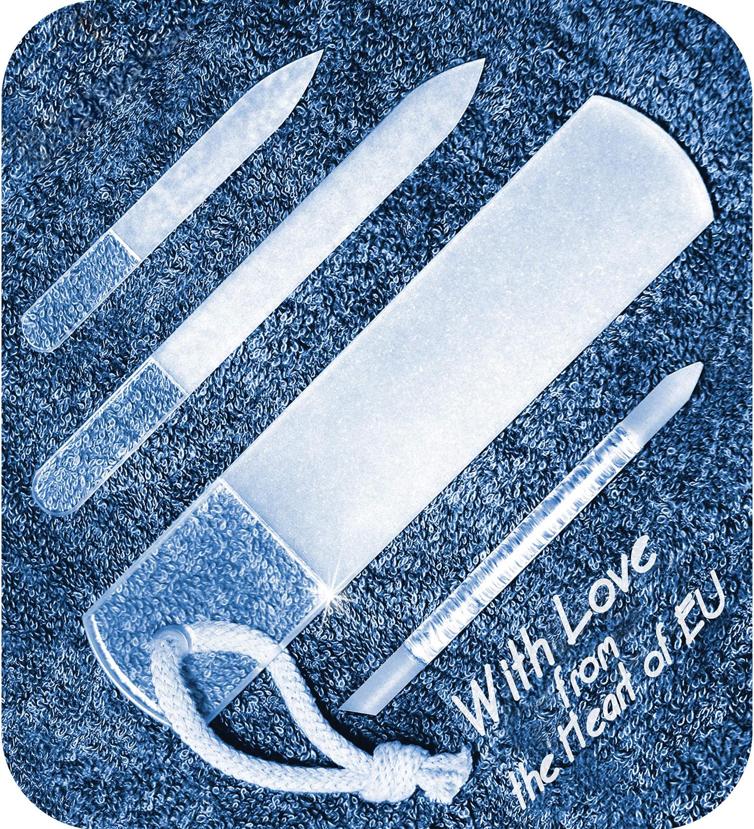 GLADZY Czech Glass Nail File Set & Callus Remover - Professional Manicure & Pedicure Care Kit with Cuticle Pusher - Double-Sided Etched Surface for Precision Filing - EU Quality - Buy Online on GoSupps.com