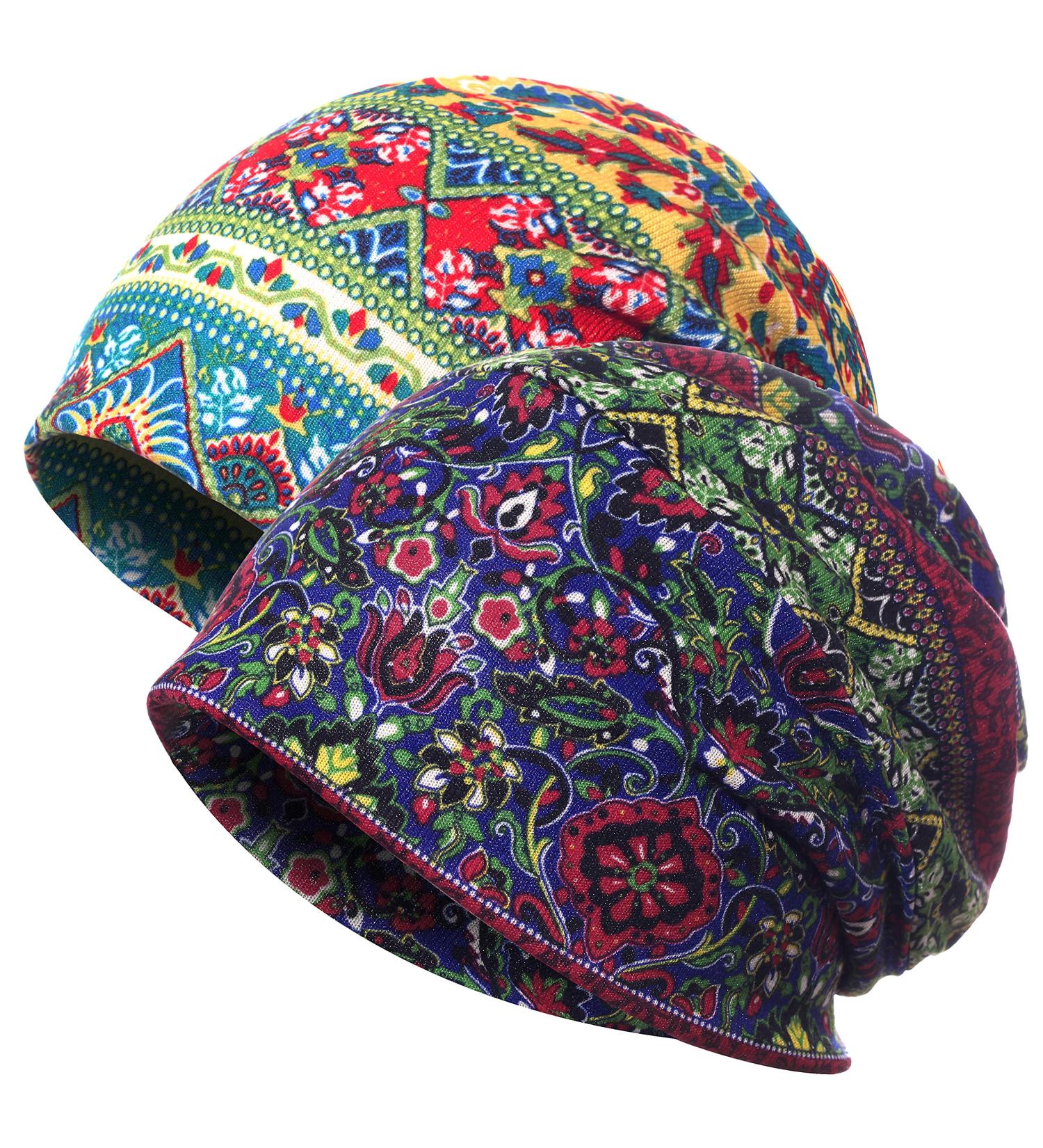 Jemis Women's Baggy Slouchy Beanie Chemo Cap for Cancer Patients - Red & Green (2pcs) - Buy Online on GoSupps.com