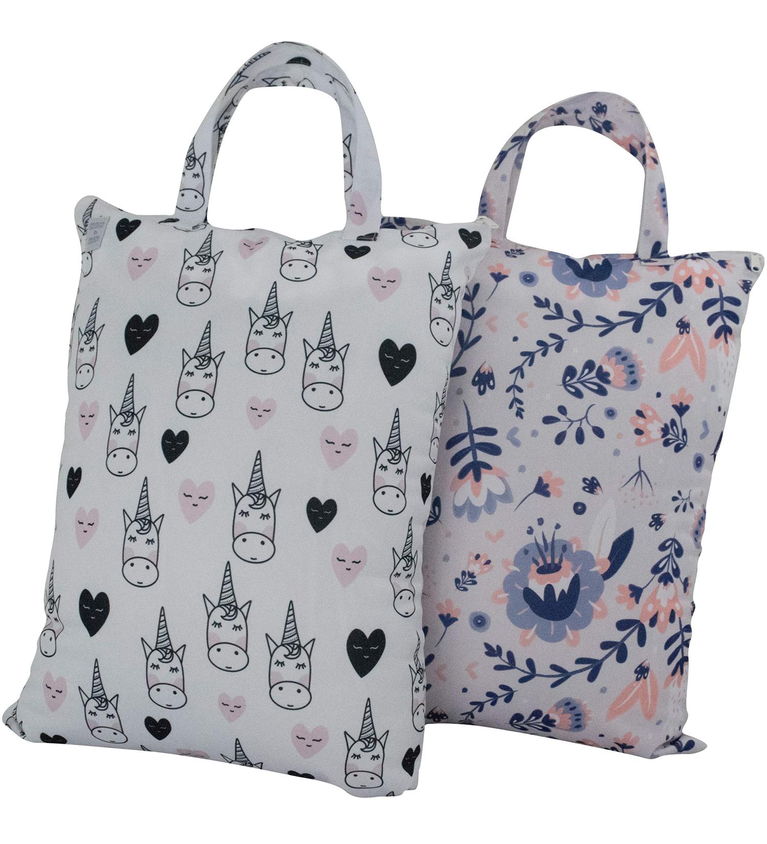 MOM & BAB Wet Bags 13.5"Wide X 18"High| Water & Odor Resistant Bag |Masks Odors| Washable & Reusable | For: Soiled Scrubs Cloth Diaper Daycare Wipes Towels Soiled Clothing Swimsuits (Unicorn/Floral) - Buy Online on GoSupps.com