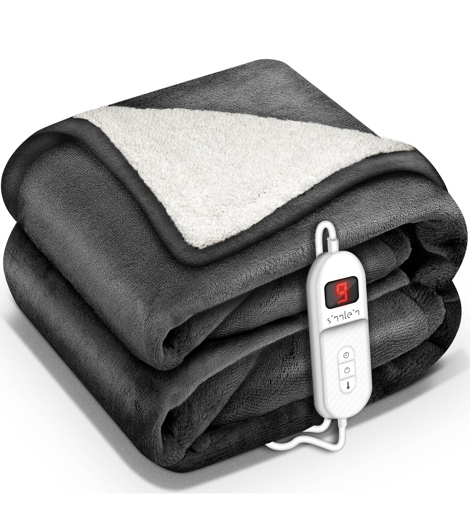 Sinnlein Heating Ceiling Blanket 180x130cm - T V S d GS Approved | Electric Thermal Blanket with 9 Temperature Levels | Cuddly Sofa & Bed Cover with Timer & Digital Display - Buy Online on GoSupps.com