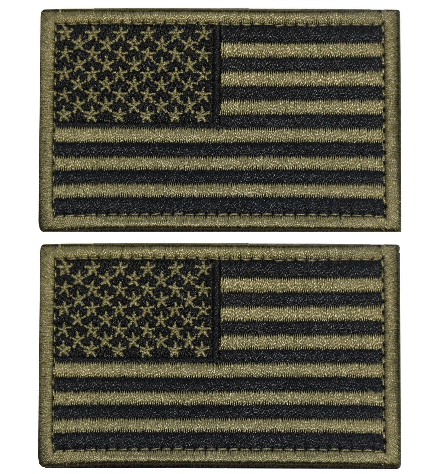 U-LIAN 2 PCS USA Flag Patch | Tactical Morale Patch | Embroidered American Flag | Hook Loop Fastener | Army Green | 2PC - Buy Online on GoSupps.com