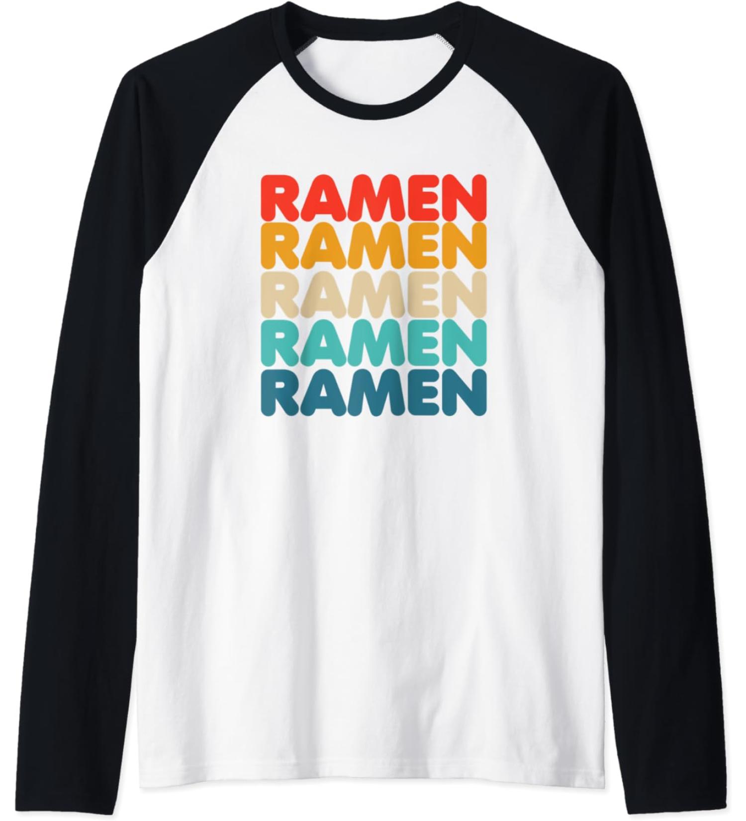 Ramen Ramen Ramen Vintage 70s Asian Noodles Love 2 Raglan Baseball Tee