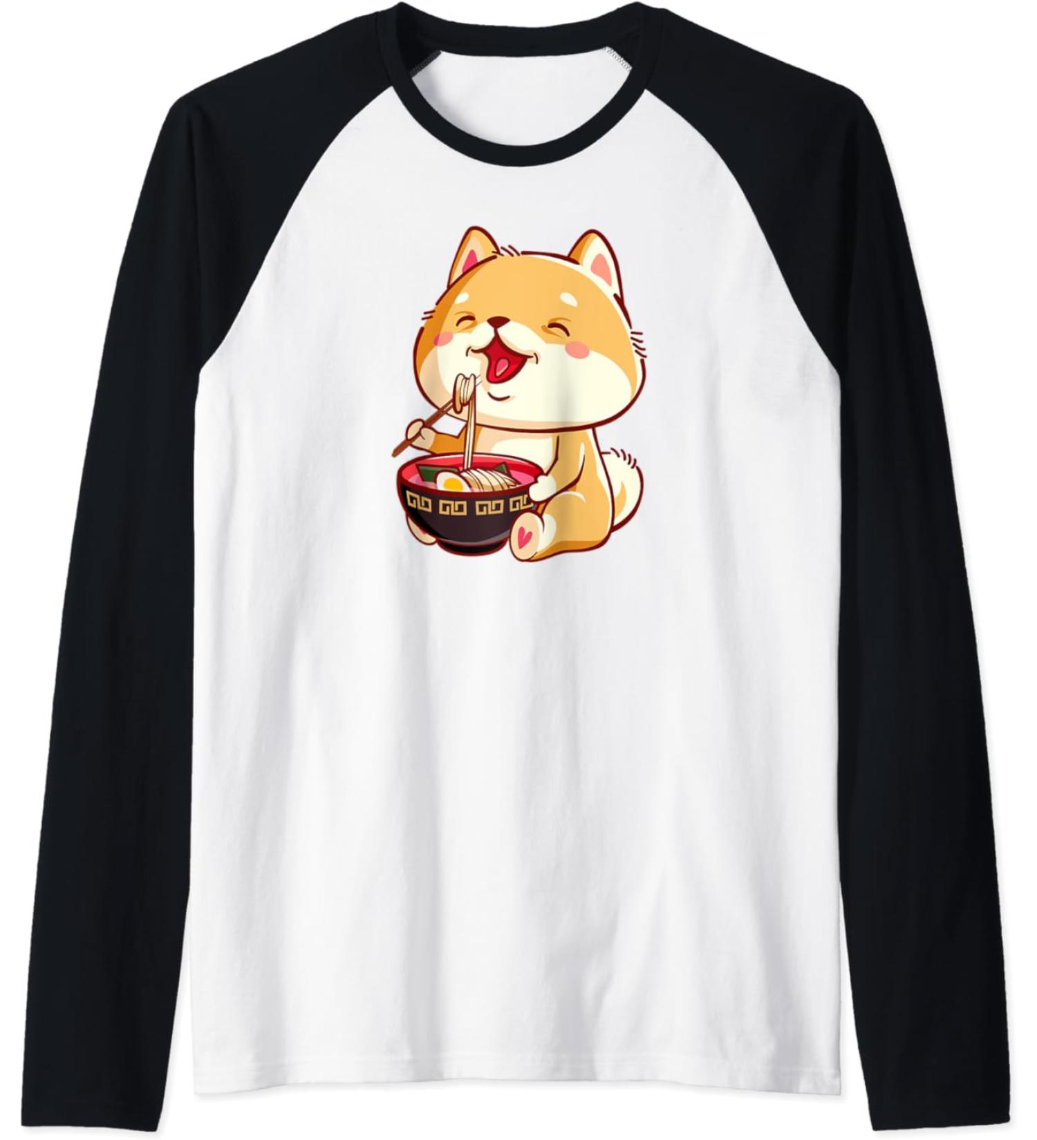 Ramen Noodle Shiba Inu Kawaii Ramen Shiba Inu Ramen Life Raglan Baseball Tee