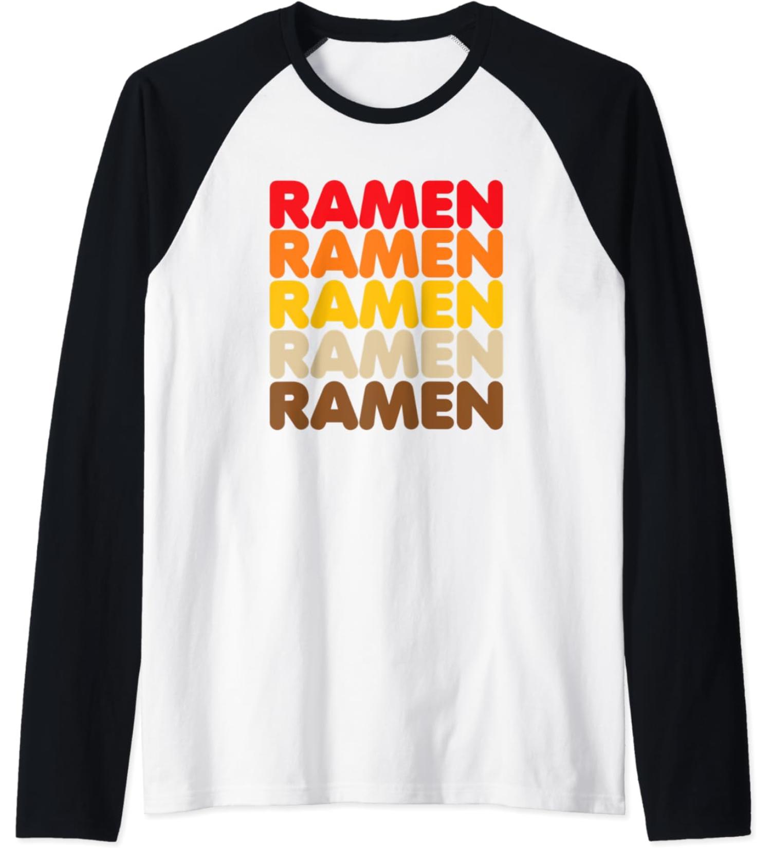 Ramen Ramen Ramen Vintage 70s Asian Noodles Love Raglan Baseball Tee