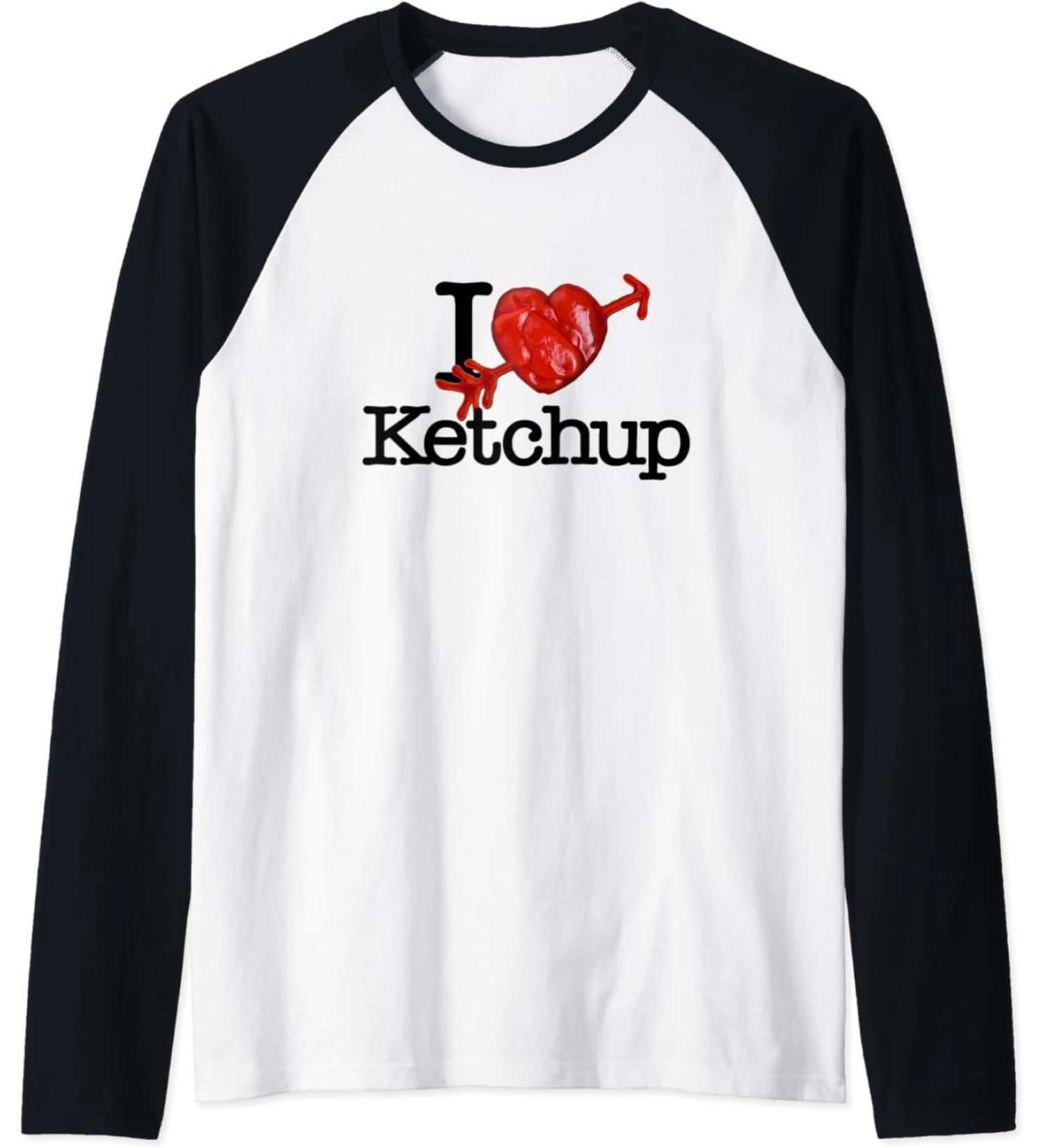 I Love Ketchup Gift Tomato Sauce Heart Raglan Baseball Tee