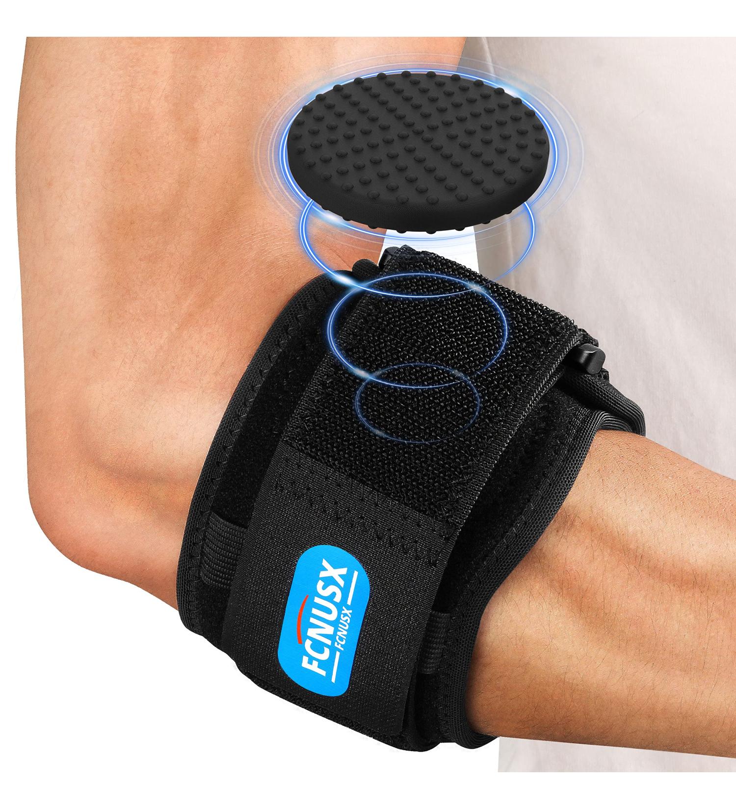FCNUSX Elbow Brace for Tendonitis & Tennis Elbow - Compression Arm Strap for Pain Relief - Golfers Compression Sleeve - One Size Black - Buy Online on GoSupps.com