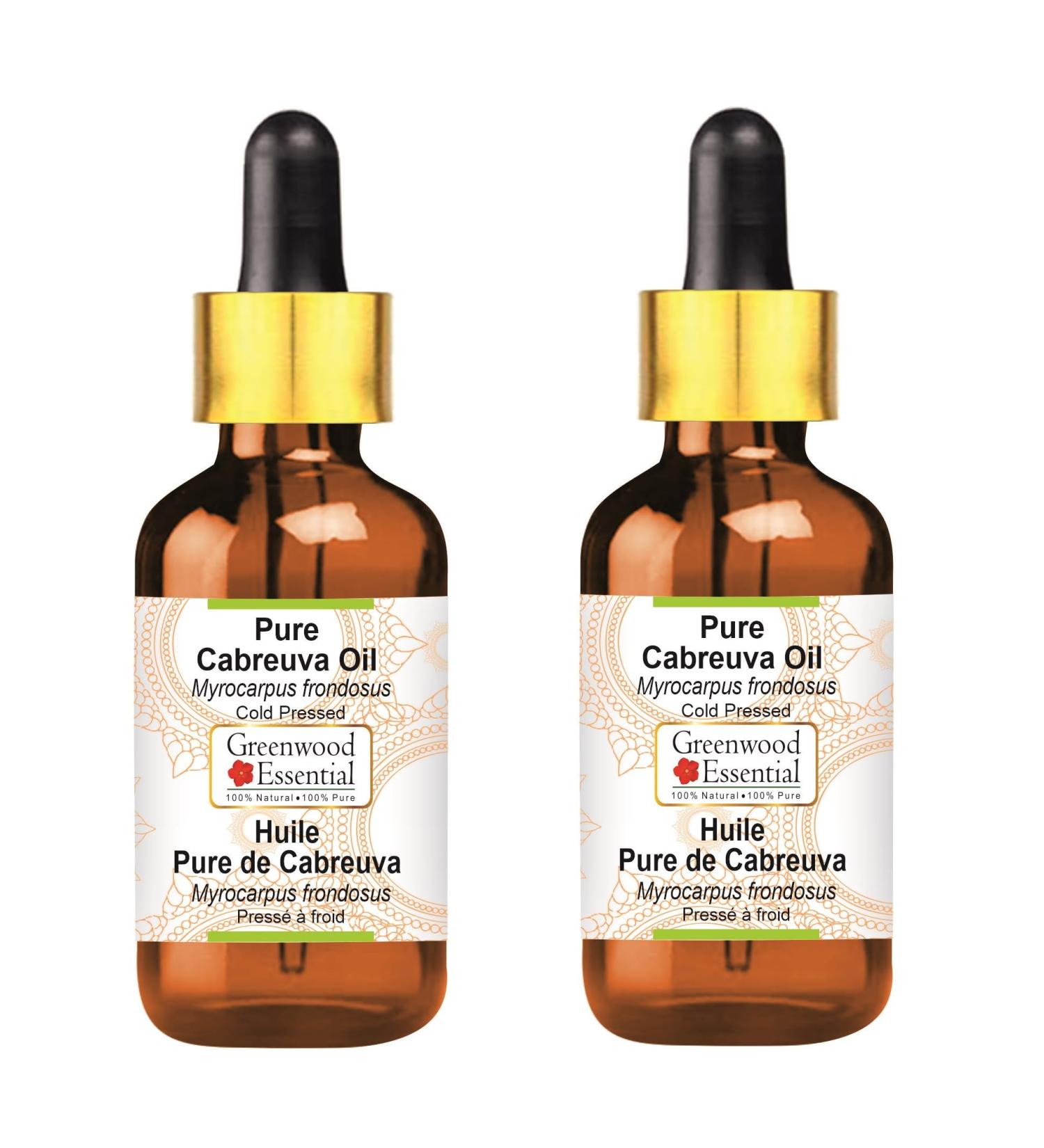 Greenwood Essential Pure Cabreuva Oil (Myrocarpus frondosus) with Glass Dropper Cold Pressed (Pack of Two) 100ml X 2 (6.76 oz) - Buy Online on GoSupps.com