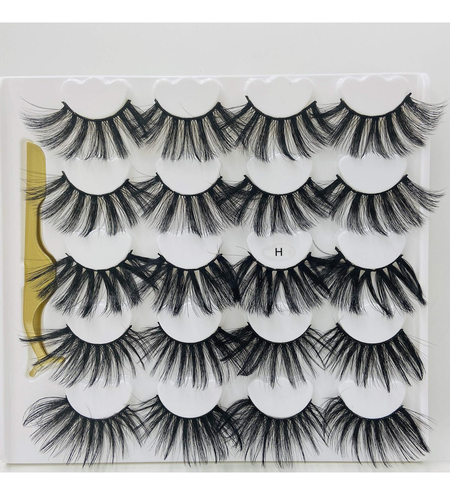 HBZGTLAD Fluffy10 False Eyelashes Set with Tweezers - 25mm Imitation Mink, Lengthened & Thick, Net Red Style - Buy Online on GoSupps.com