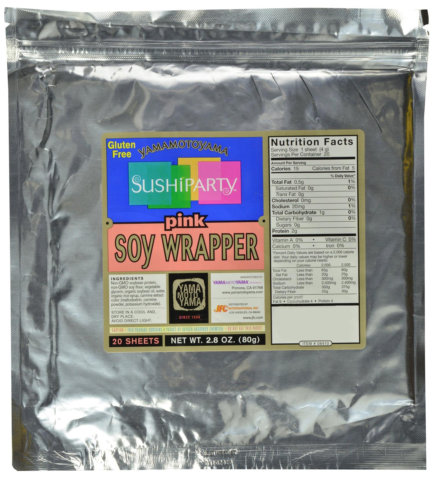 Yamamotoyama Pink Soy Wrapper 20 Count Pack of 1 - All-Natural Seaweed Wraps for Sushi Rolls - Buy Online on GoSupps.com