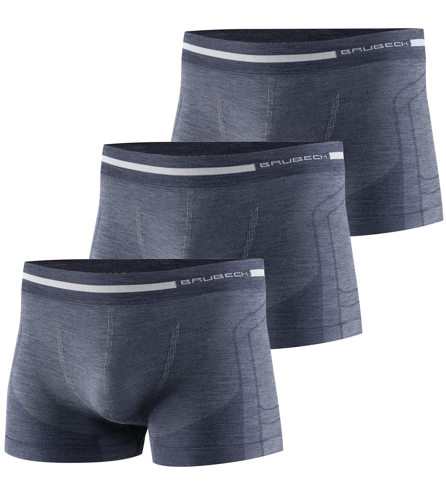 Brubeck Men's Boxer Shorts 3-Pack | Breathable & Functional | Retro Design | 41% Merino Wool | Sport Underpants - BX10430 S Marineblau - Buy Online on GoSupps.com