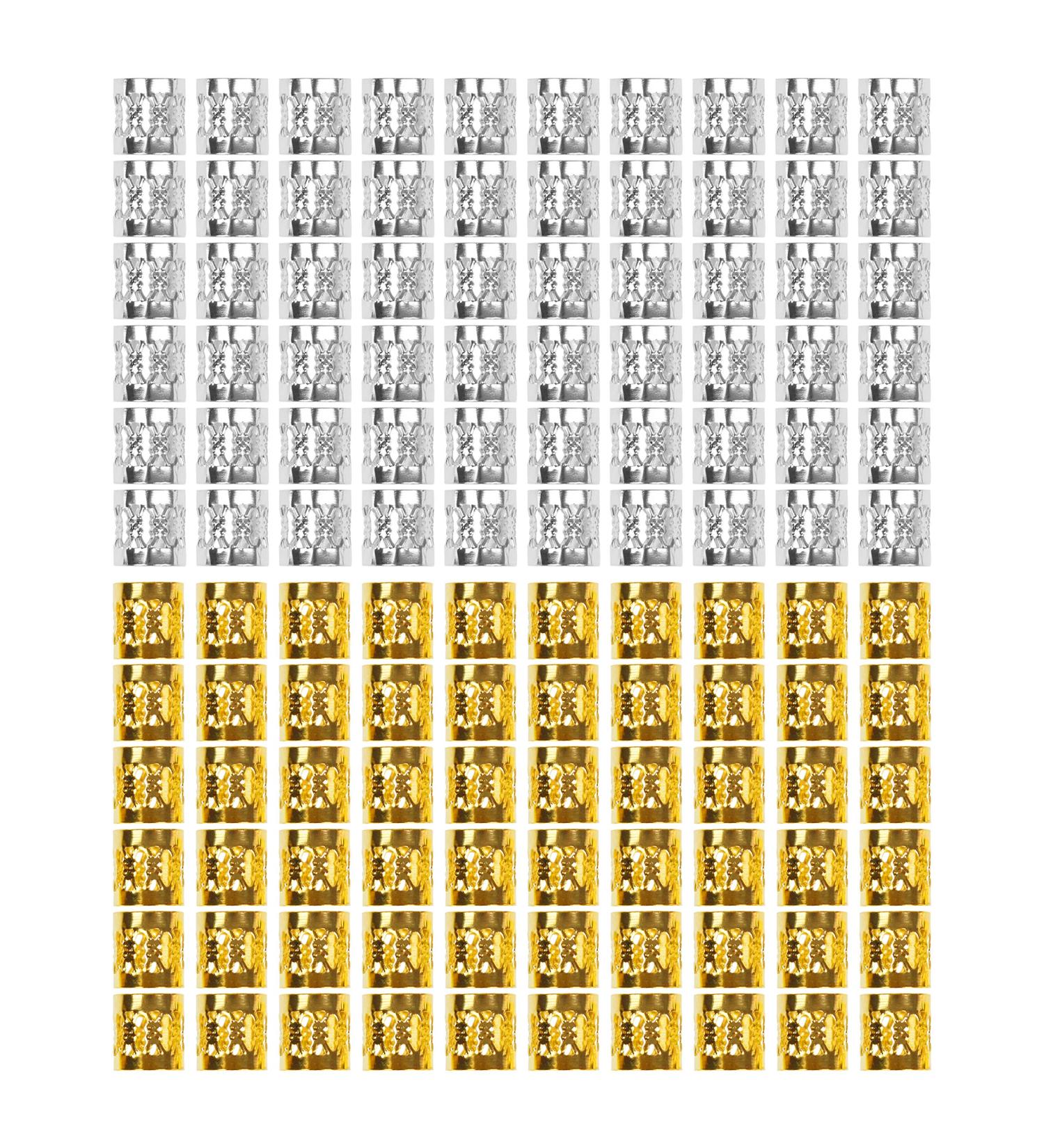 Ryalan 105 Pieces Hair Jewelry Rings: Aluminum Dreadlocks beads, Metal Cuffs in Gold and Silver - Hair Decorations Clips Set (105 Pcs) - Buy Online on GoSupps.com