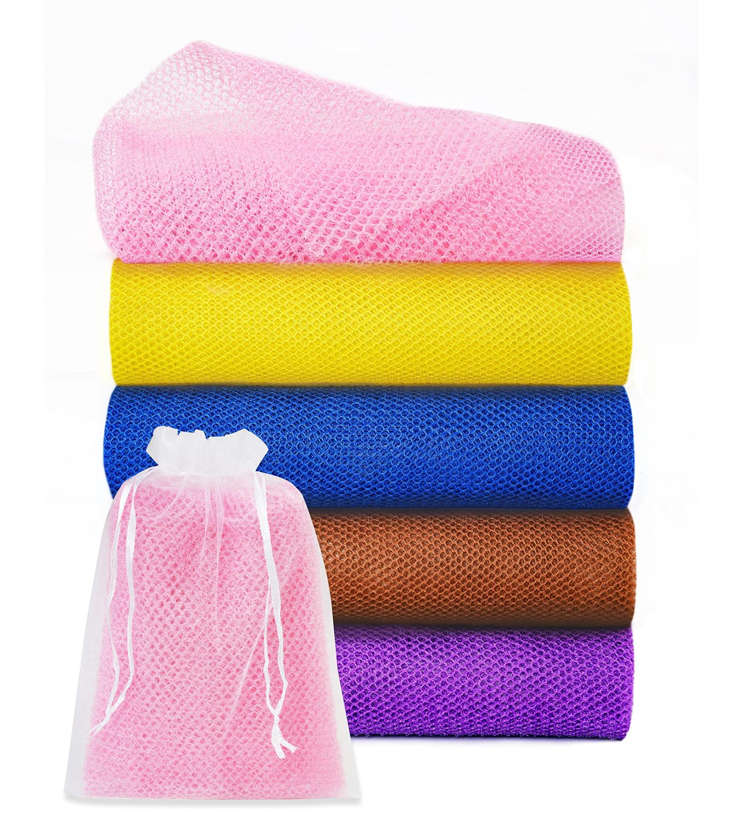 African Exfoliating Net Sponge Set - 5 Pieces with Storage Bag - Buy Online on GoSupps.com