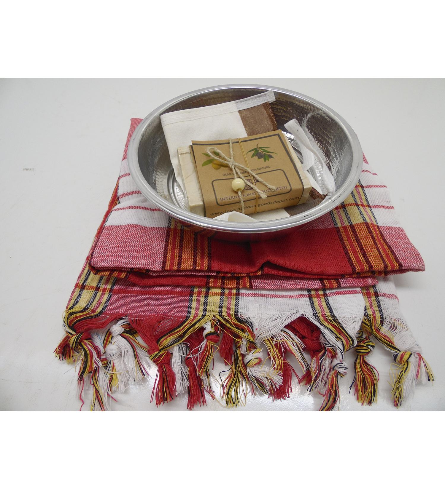 IGD Turkish Bath and Hamam Set Peshtamal Pestamal (Red)