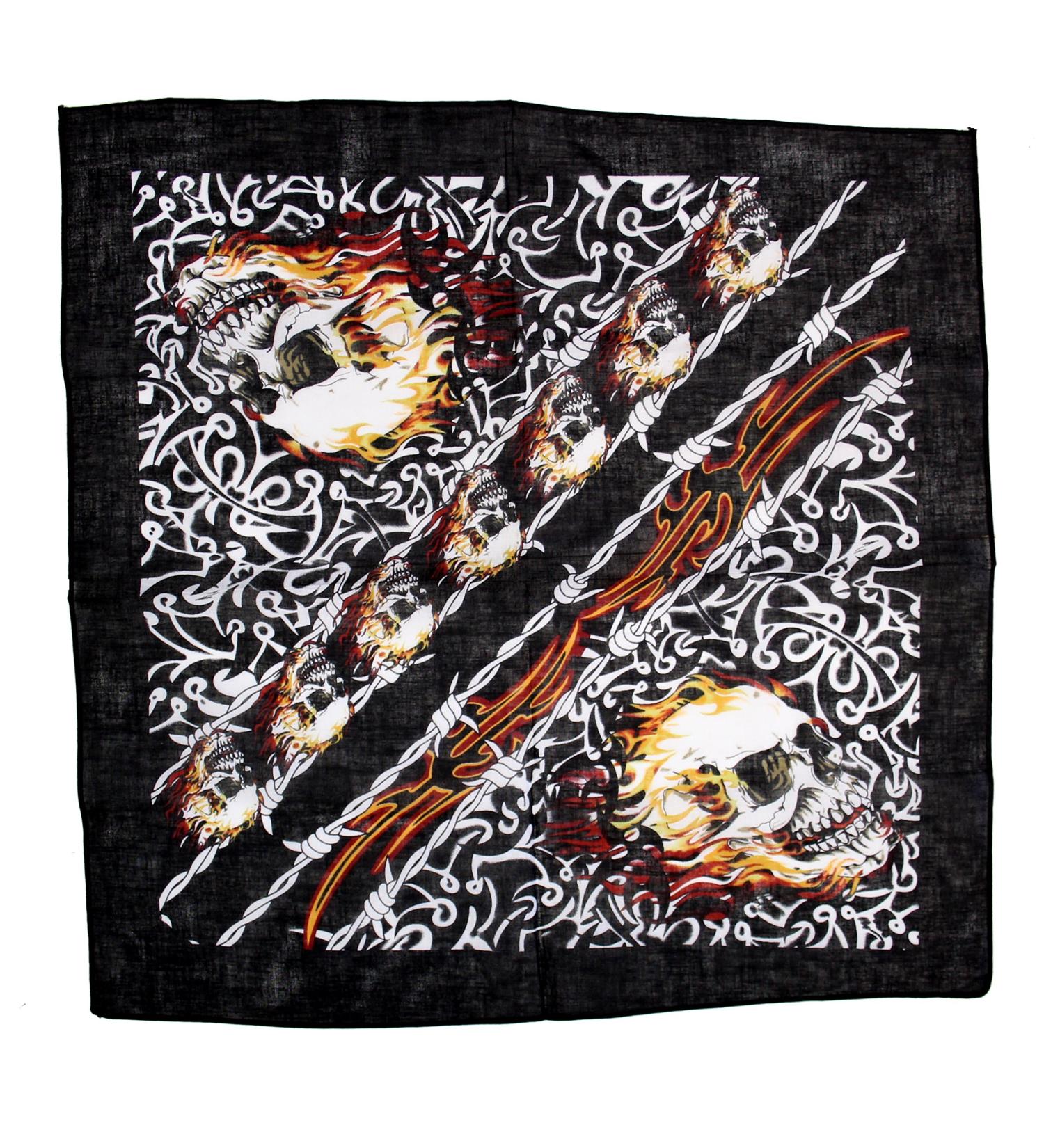 Zac's Alter Ego Flaming Skull & Barbed Wire Cotton Bandana/Face Mask - Buy Online on GoSupps.com
