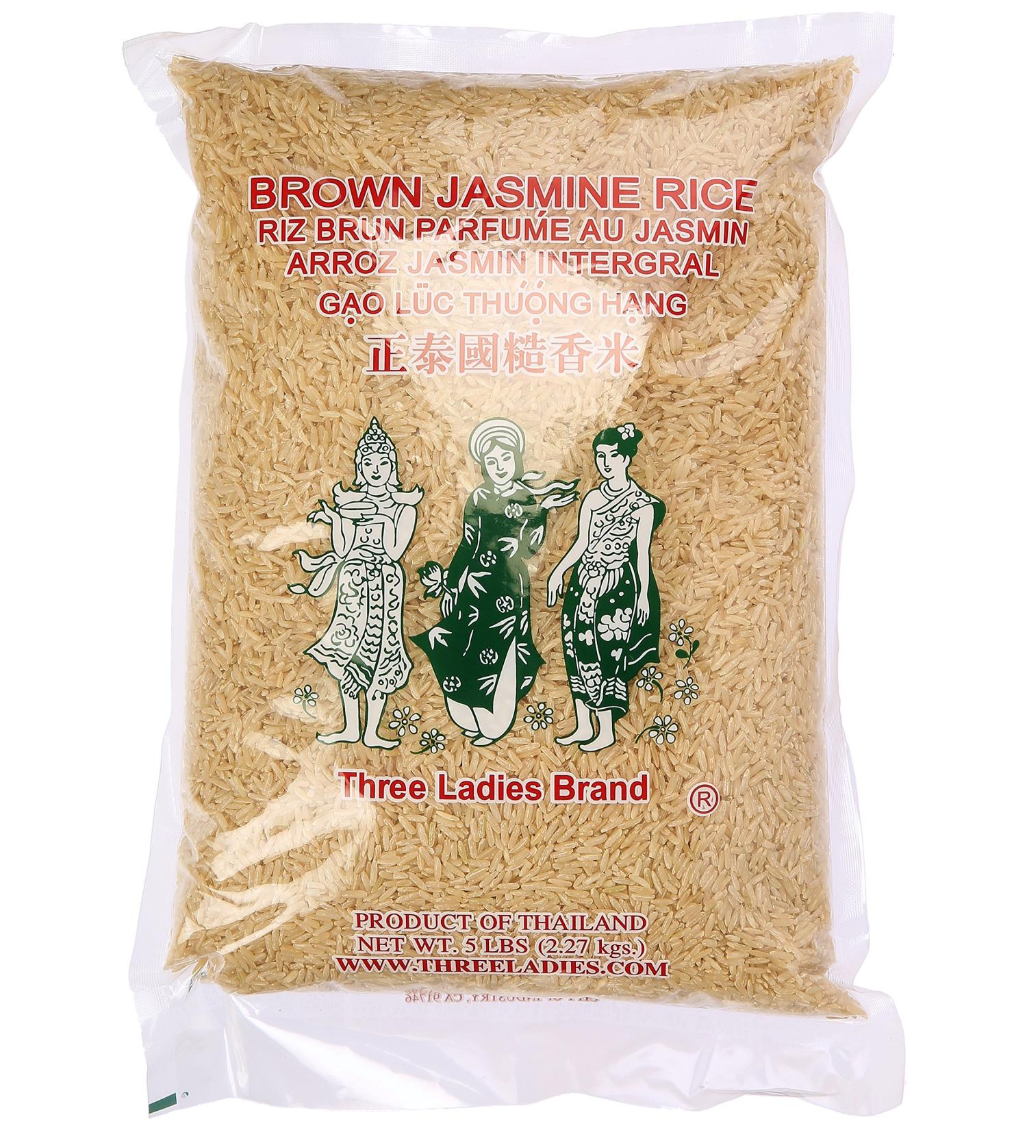 Three Ladies Brown Jasmine Rice 5 lbs - Premium Quality Thai Rice - Buy Online on GoSupps.com