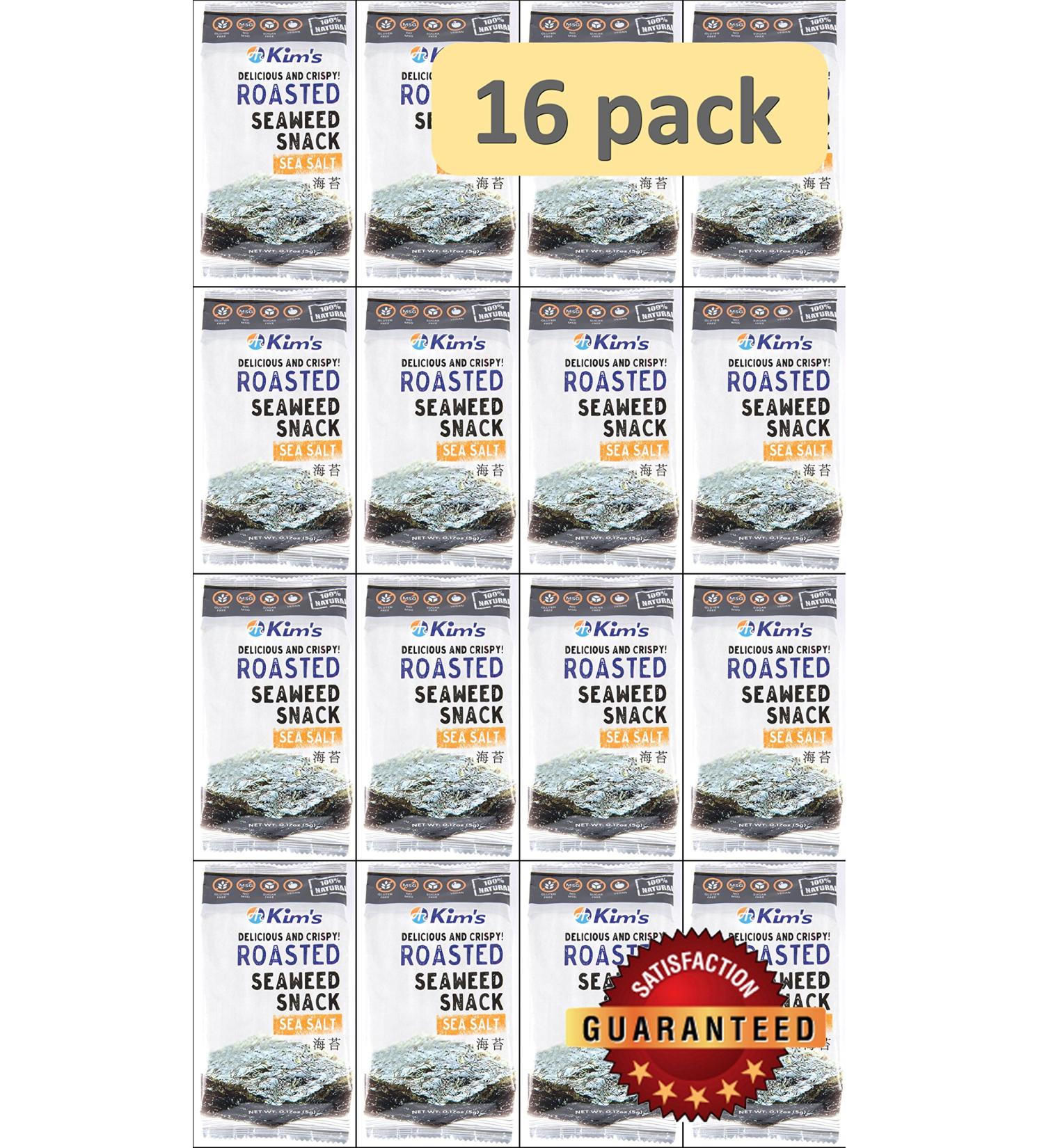 Kim's Roasted Seaweed (Nori) Sea Salt Snacks - 16 Pack | USA Version - Buy Online on GoSupps.com