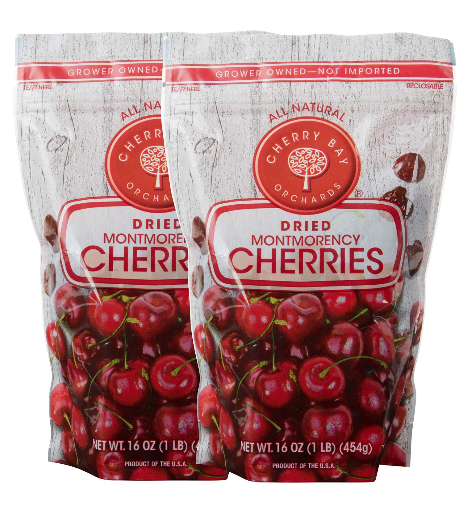 Cherry Bay Orchards Dried Montmorency Tart Cherries - 32oz (2x16oz Bags) - 100% Domestic, Natural, Kosher, Gluten-Free, GMO-Free - Resealable Pouch - 1lb (Pack of 2) - Buy Online on GoSupps.com