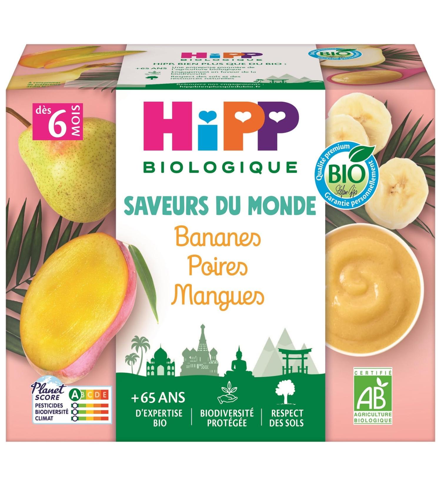 HiPP Organic Bananas Pears Mango Cups 4x100g - Buy Online on GoSupps.com